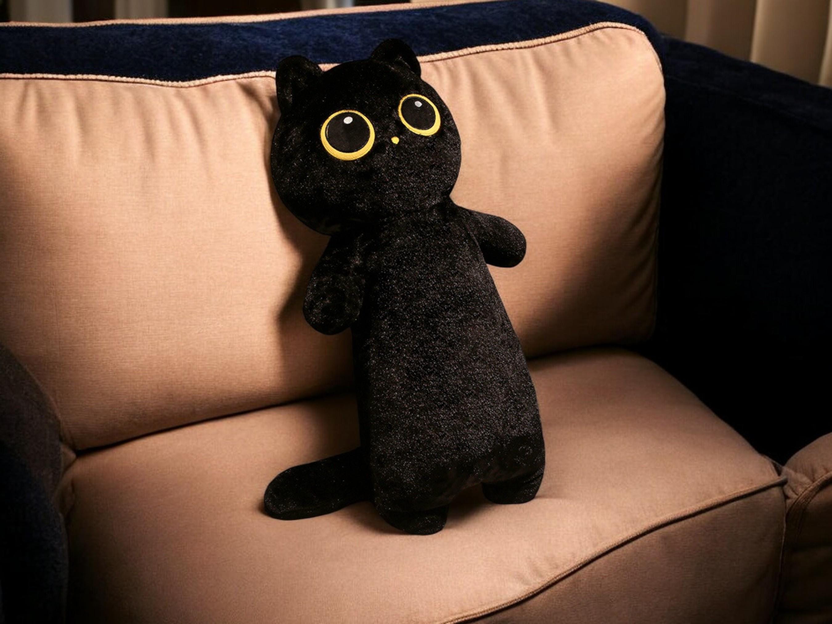 Kawaii Cat Plush Pillow, Soft Cotton Stuffed Animal Cushion, Living Room Decor