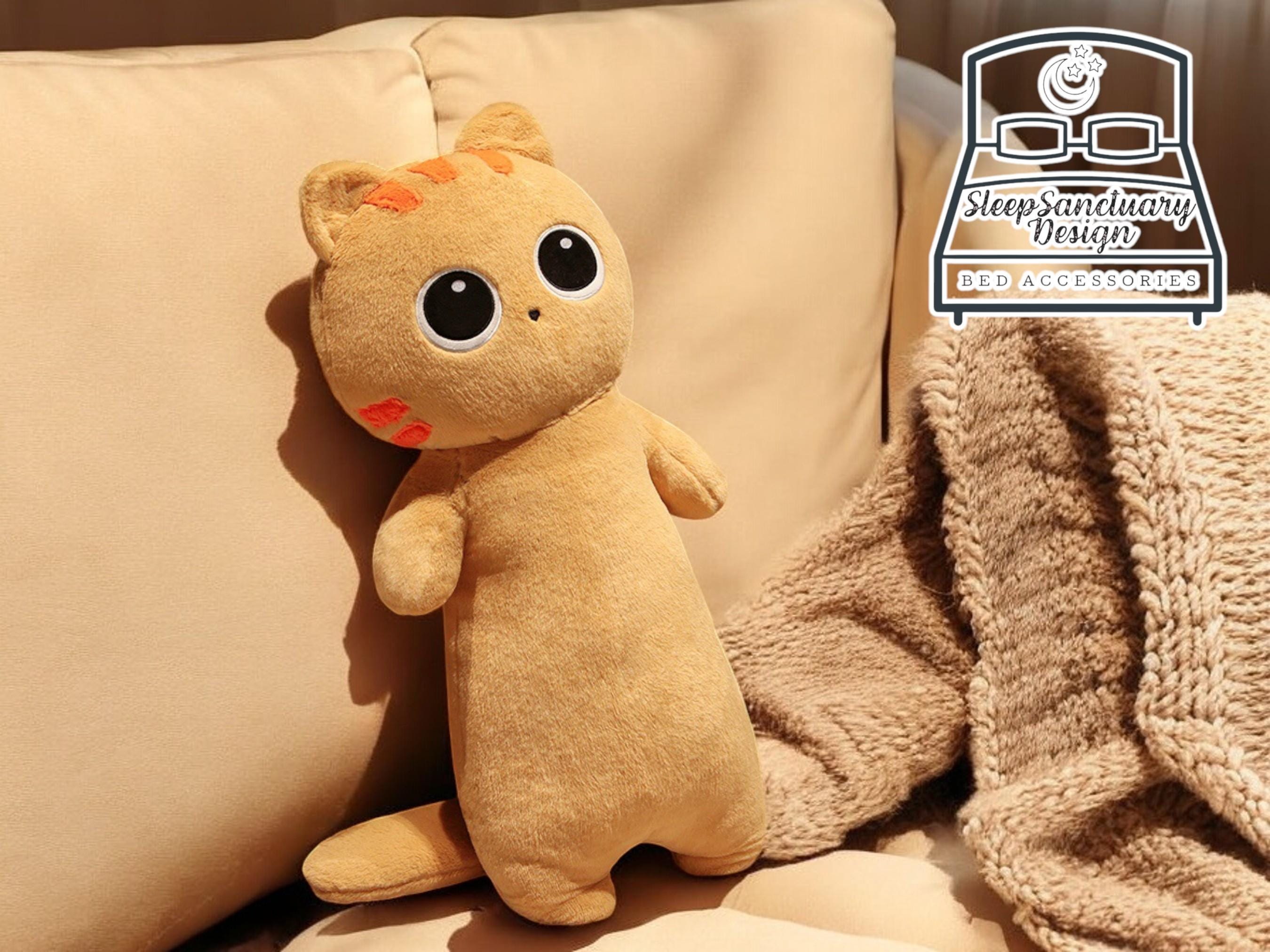 Kawaii Cat Plush Pillow, Soft Cotton Stuffed Animal Cushion, Living Room Decor