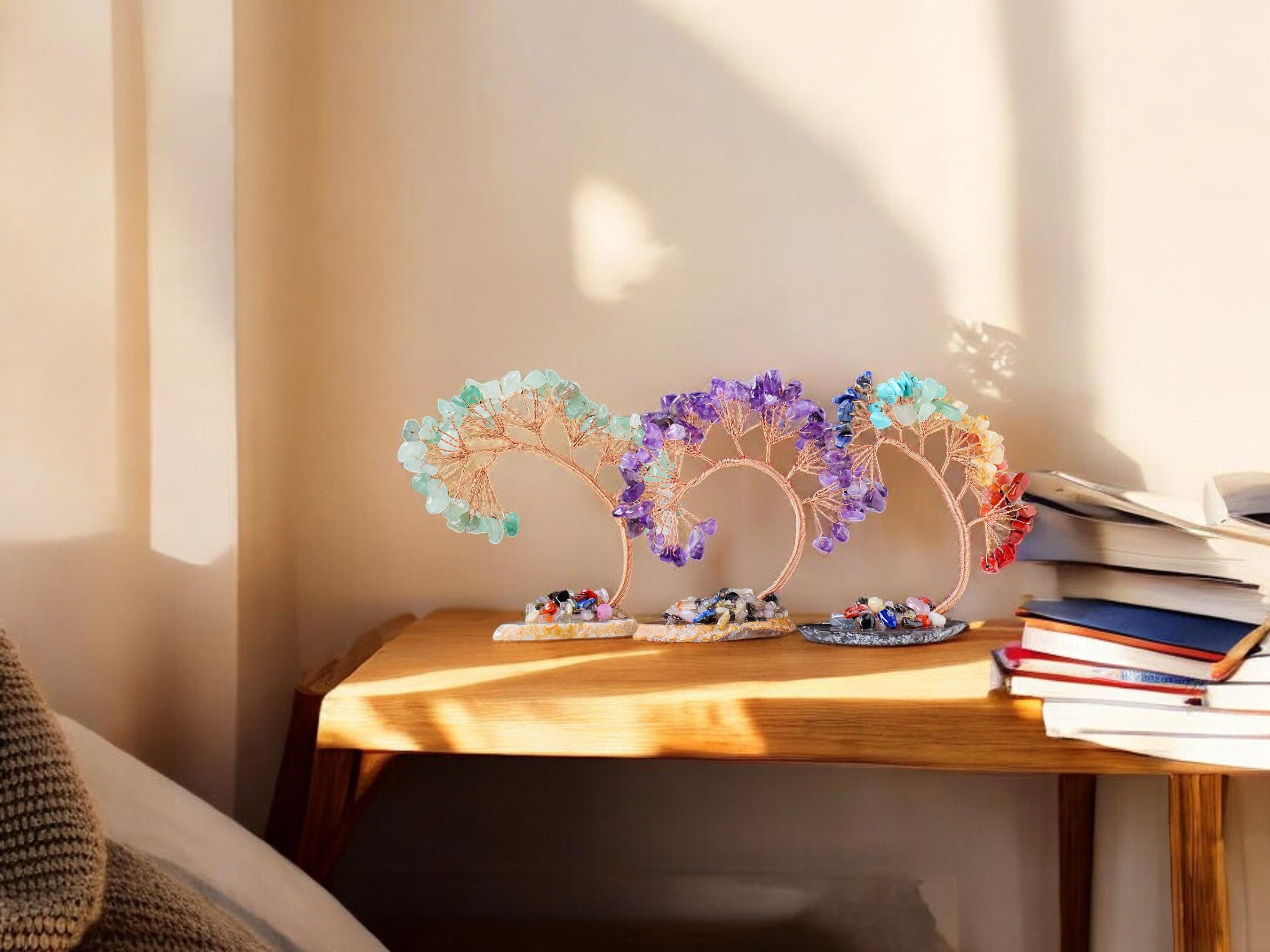 Crystal Tree Ornament, Gemstone Bonsai Tree, Bedroom Tabletop Display, Indoor Accessories