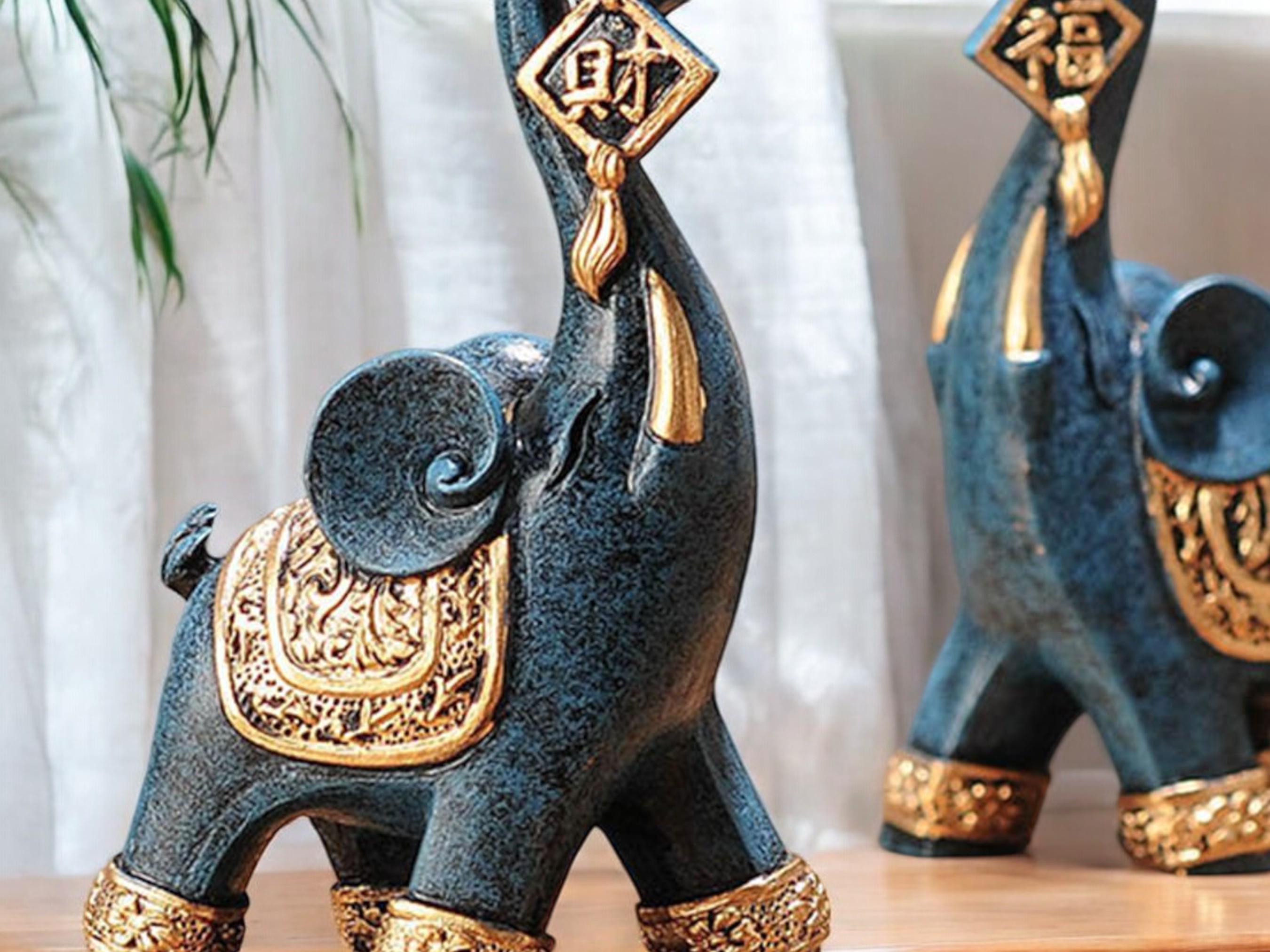 Nordic Resin Elephant Statue, Minimalist Figurine Decor, Boho Modern Animal Ornament Gift