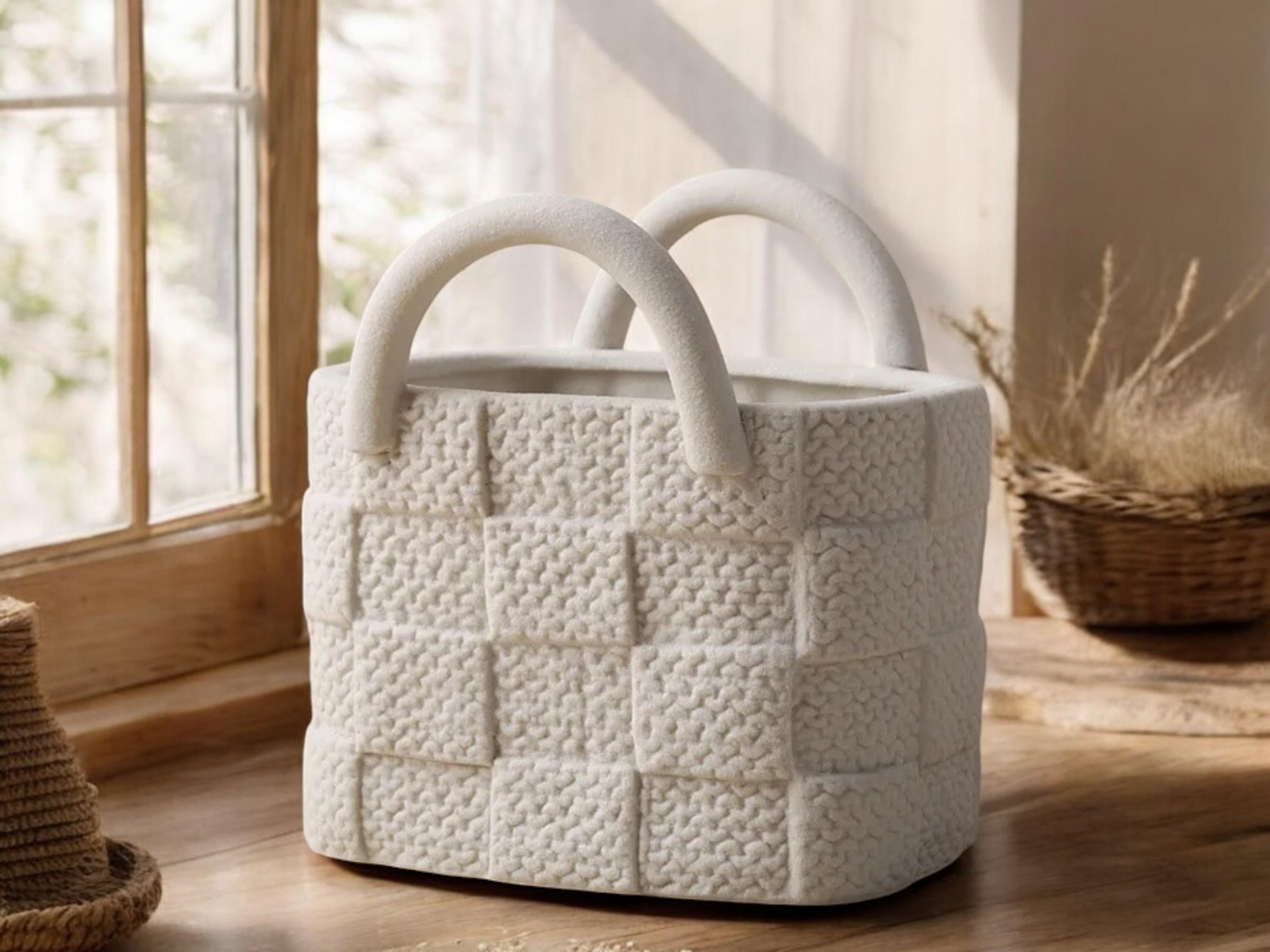 Handbag Flower Vase, Ceramic Flower Pot, Minimalist Tabletop Decor