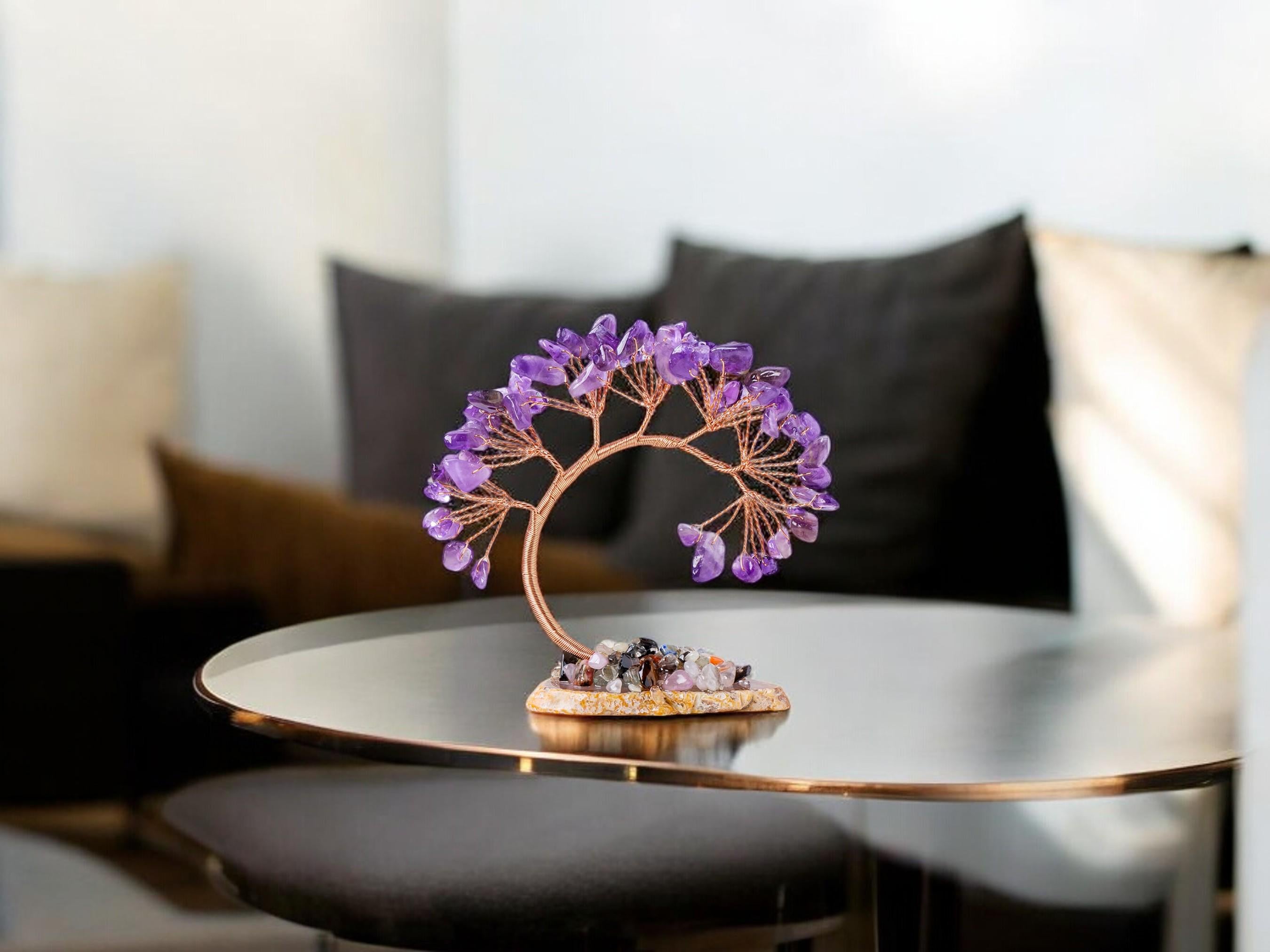 Crystal Tree Ornament, Gemstone Bonsai Tree, Bedroom Tabletop Display, Indoor Accessories