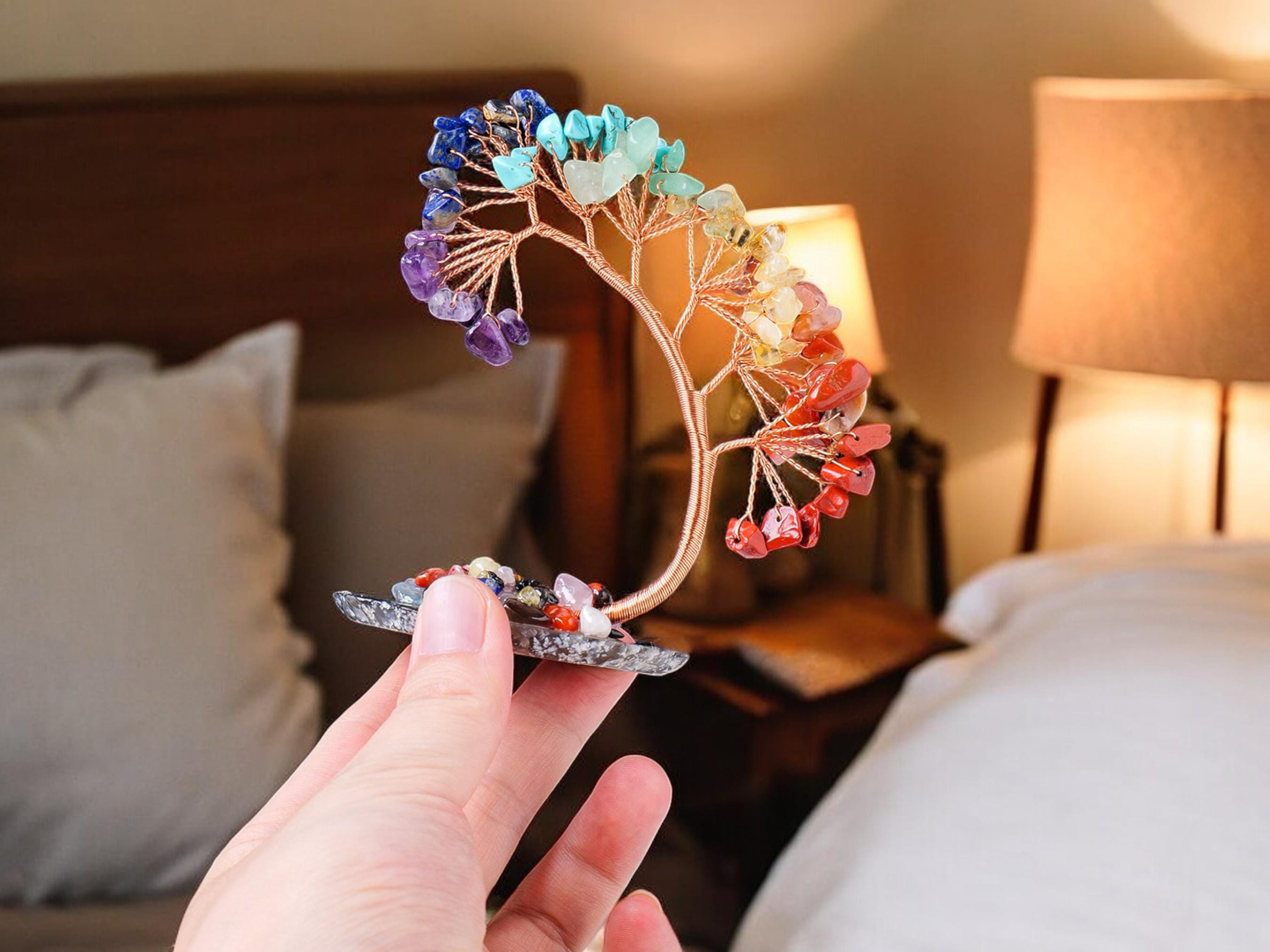 Crystal Tree Ornament, Gemstone Bonsai Tree, Bedroom Tabletop Display, Indoor Accessories