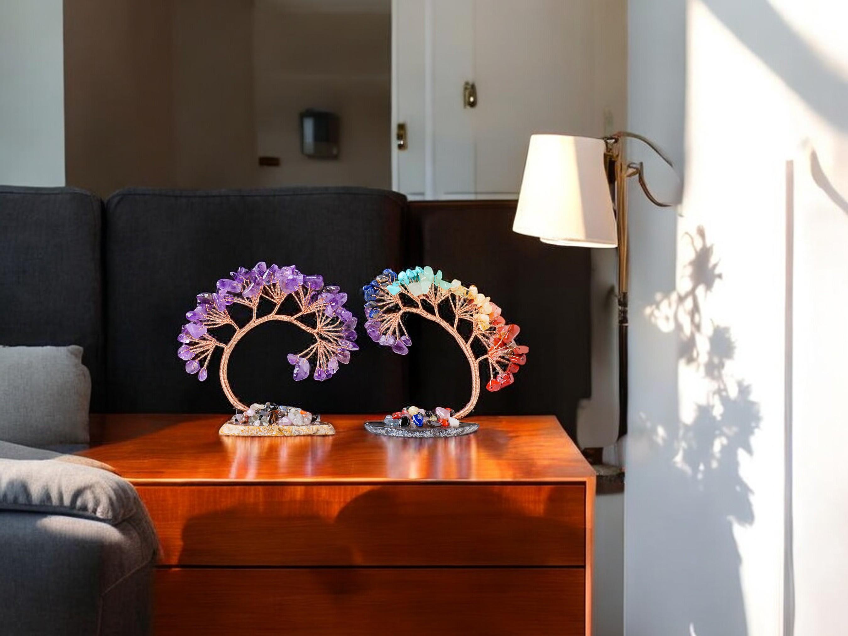 Crystal Tree Ornament, Gemstone Bonsai Tree, Bedroom Tabletop Display, Indoor Accessories