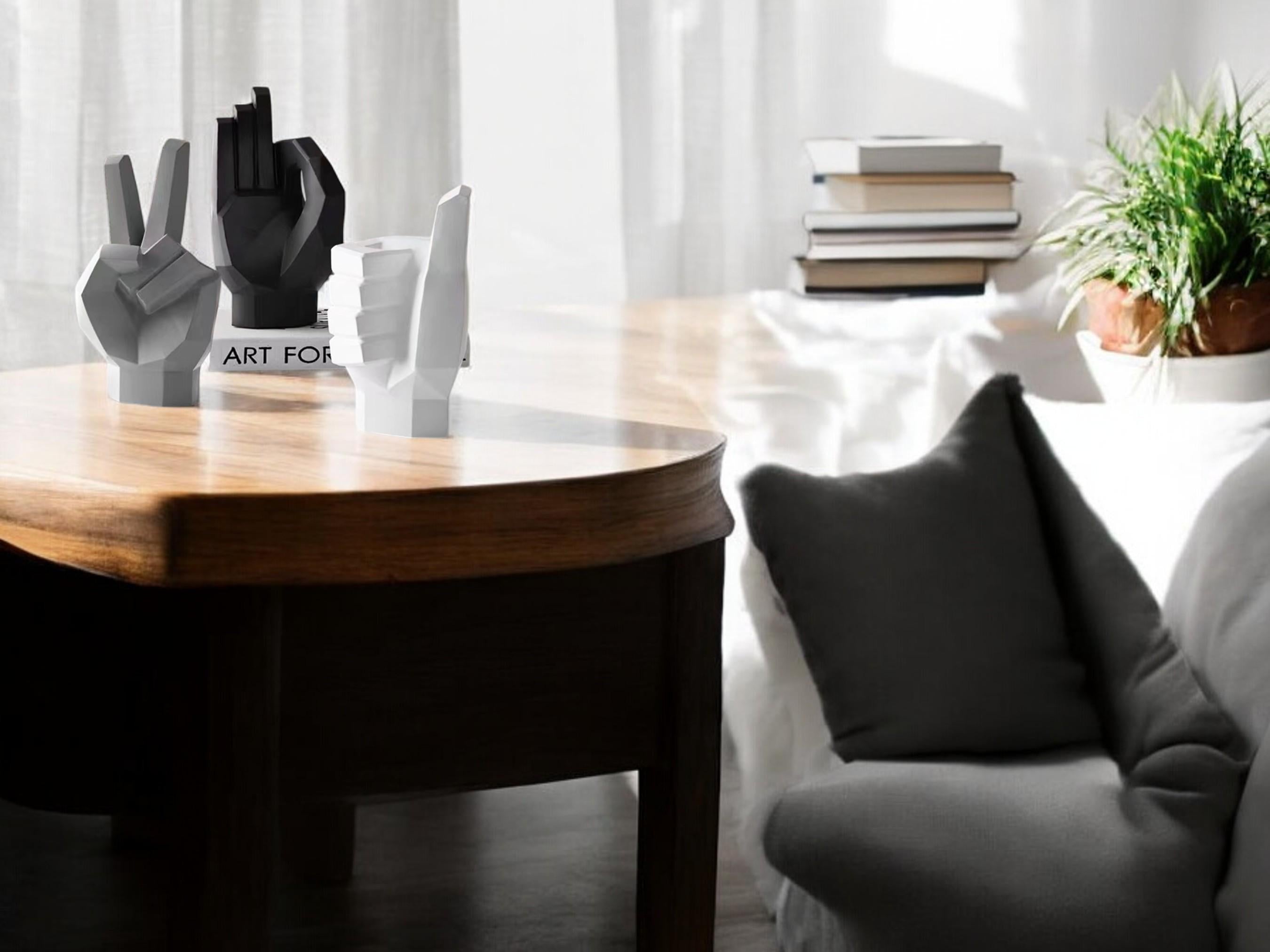 Hand Gesture Statue, Victory Sign Sculpture, Indoor Table Ornament, Modern Home Decoration