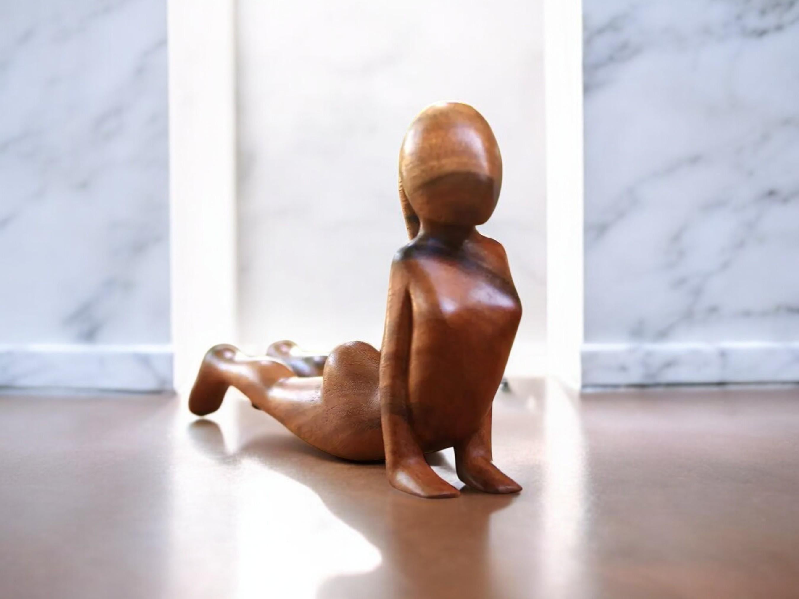 Wooden Yoga Figurine, Meditation Girl Statue, Zen Decor, Hand-Carved Gift