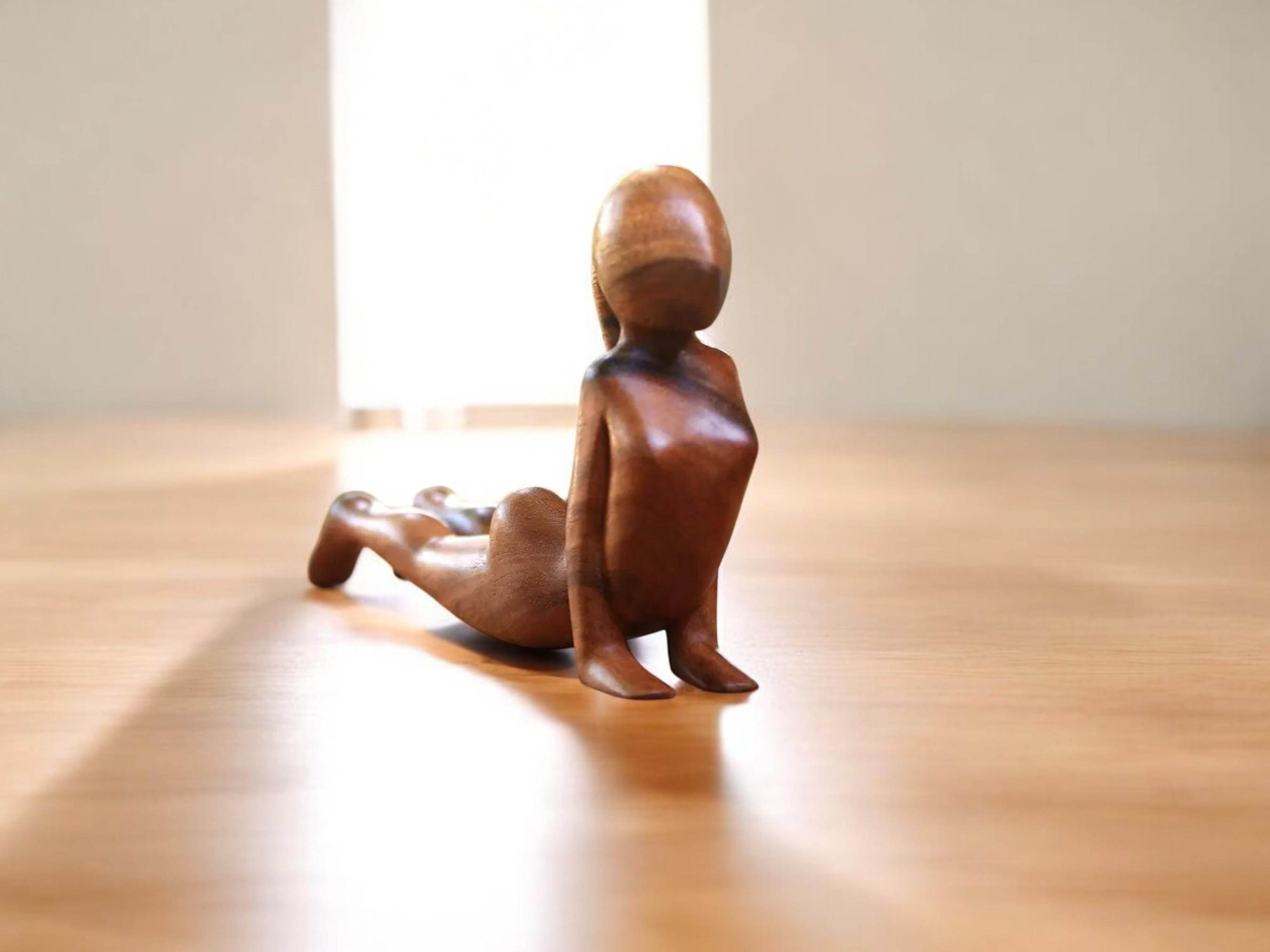 Wooden Yoga Figurine, Meditation Girl Statue, Zen Decor, Hand-Carved Gift