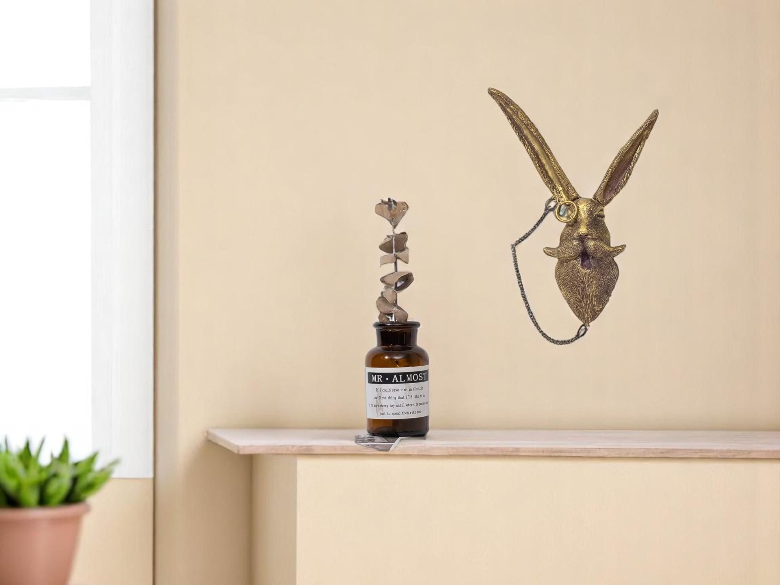 Resin Rabbit Wall Sculpture, Animal Head Wall Decor, Modern Rustic Farmhouse Home Accent