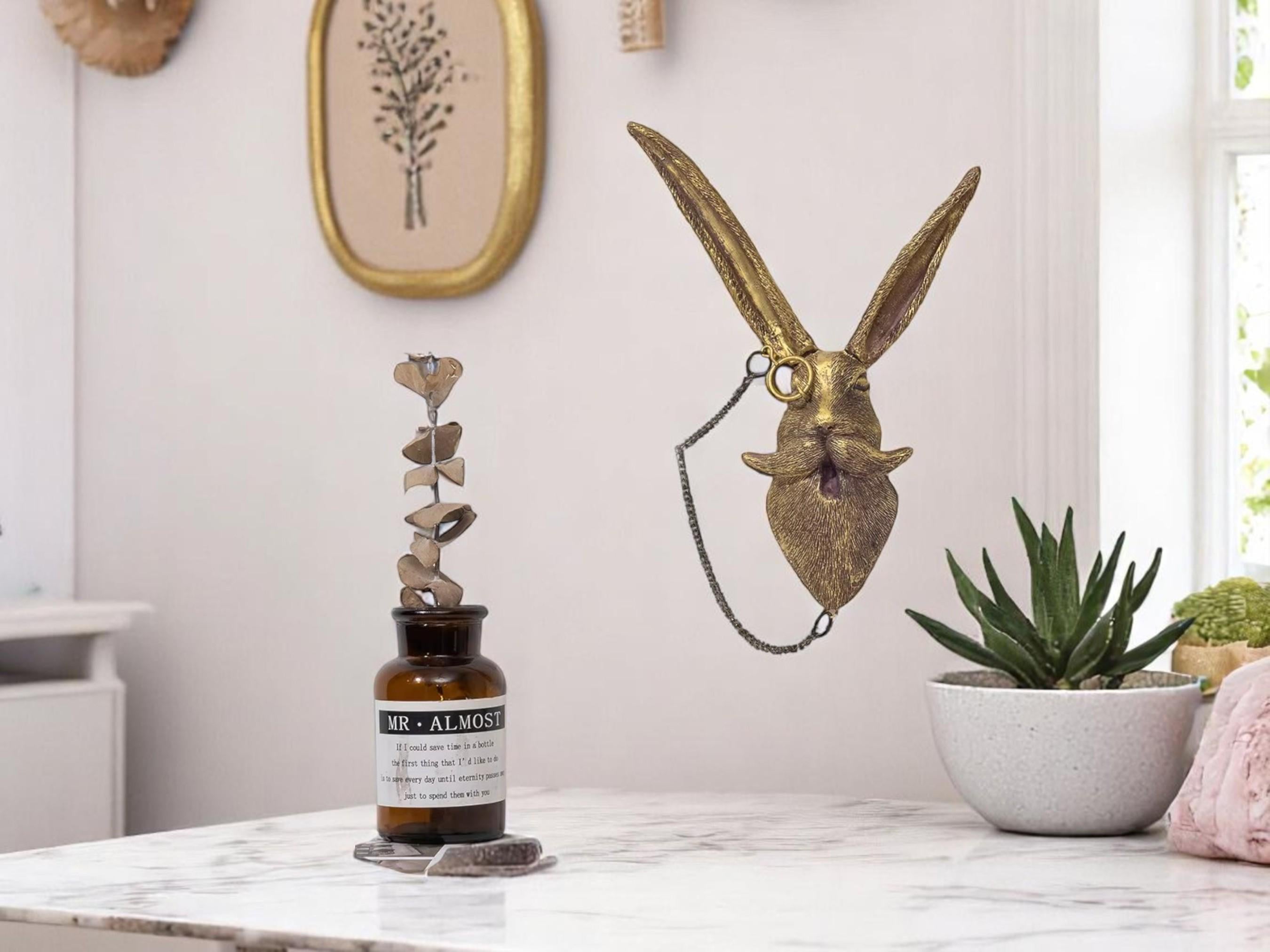 Resin Rabbit Wall Sculpture, Animal Head Wall Decor, Modern Rustic Farmhouse Home Accent