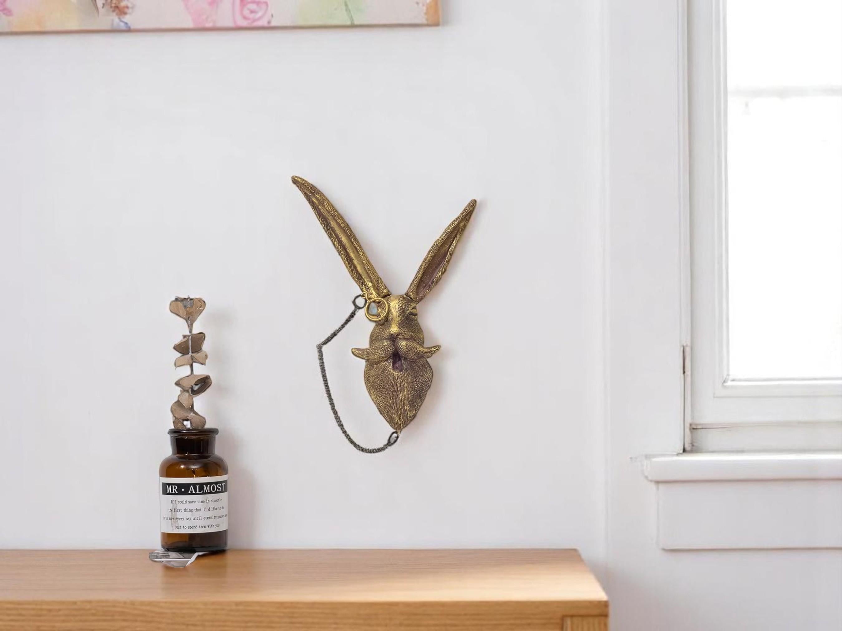 Resin Rabbit Wall Sculpture, Animal Head Wall Decor, Modern Rustic Farmhouse Home Accent