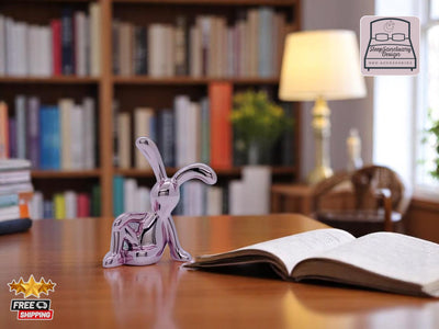 Metallic Rabbit Statue, Bunny Figurine Decor, Modern Animal Sculpture