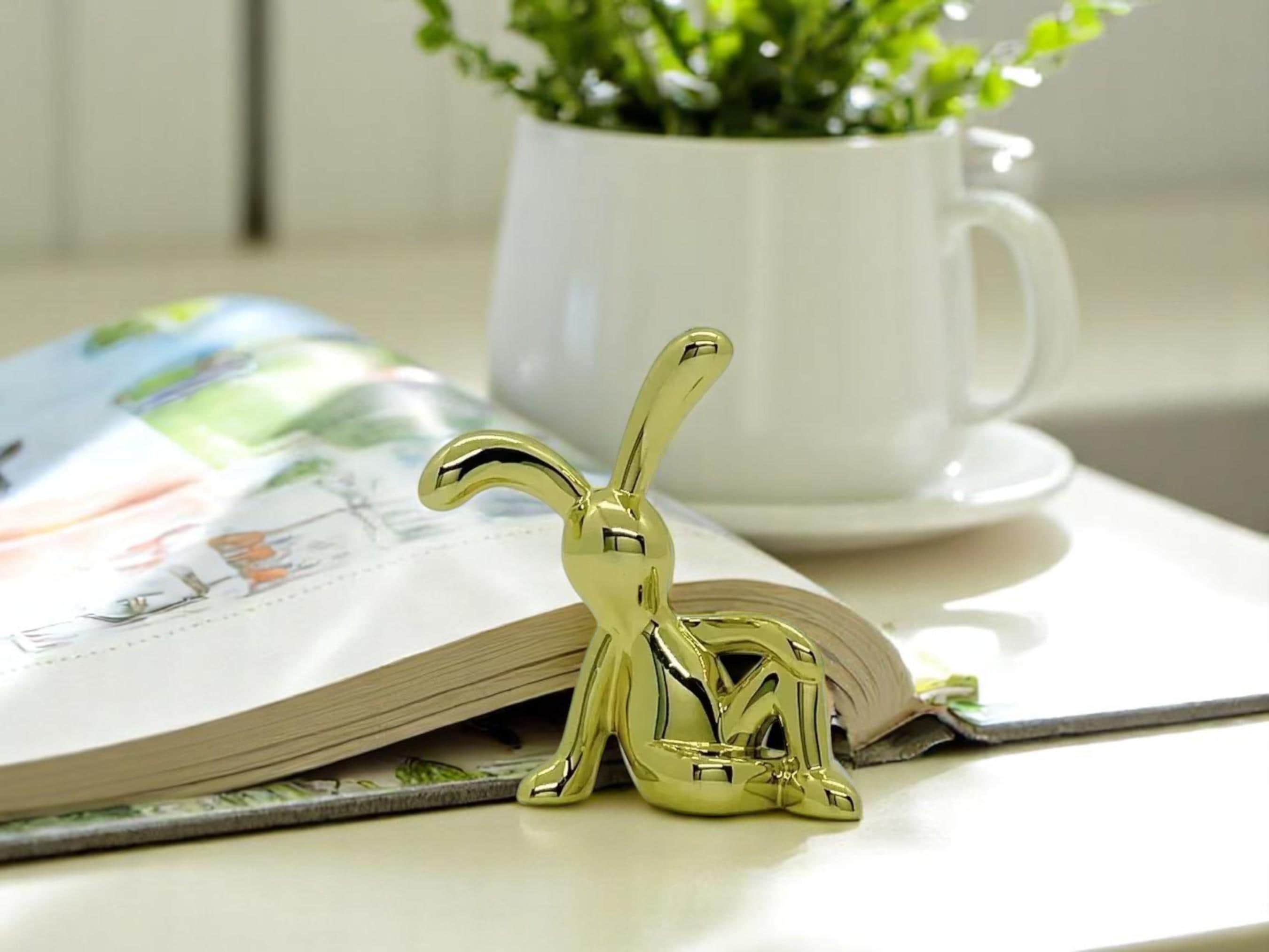 Metallic Rabbit Statue, Bunny Figurine Decor, Modern Animal Sculpture