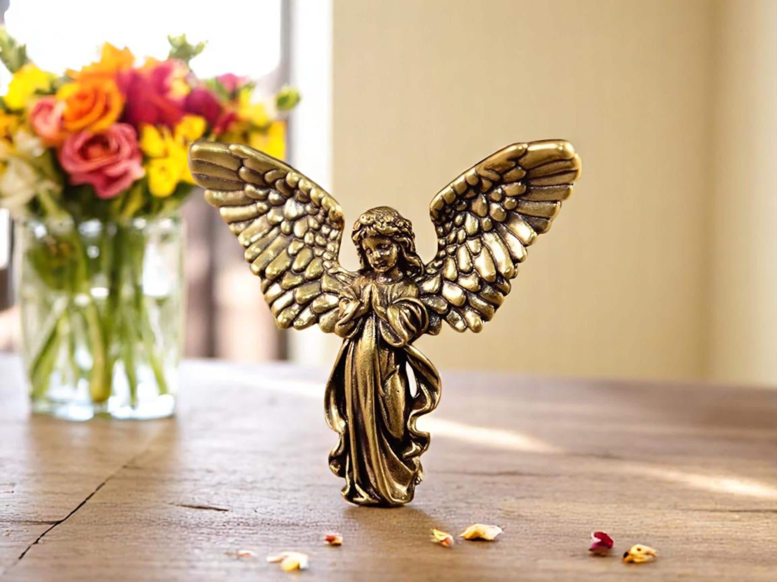 Brass Cupid Angel Statue, Handmade Angel Decor, Retro Love Figurine, Romantic Gift