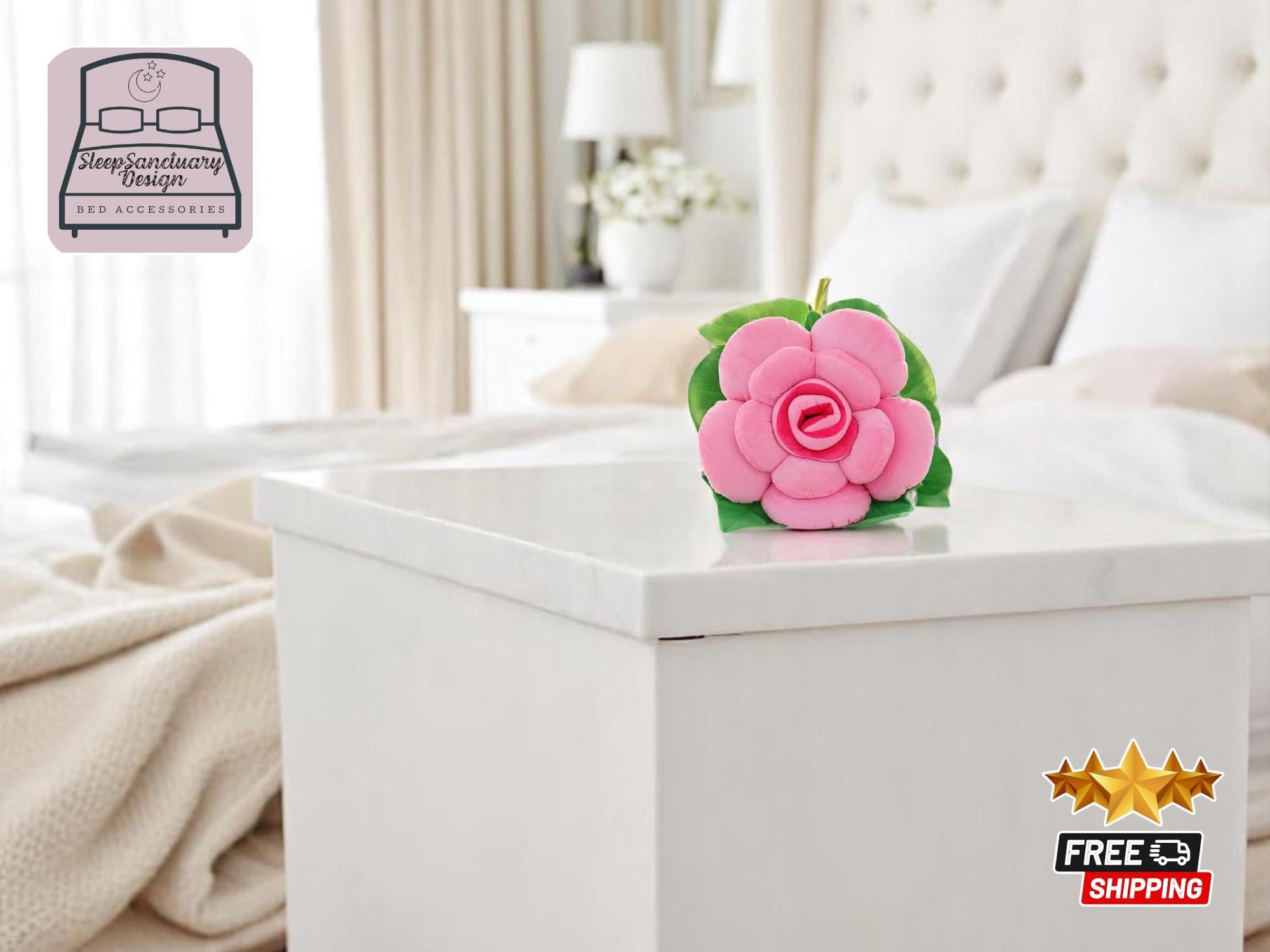 Rose Flower Plush Pillow | Soft Floral Cushion, Aesthetic Decor