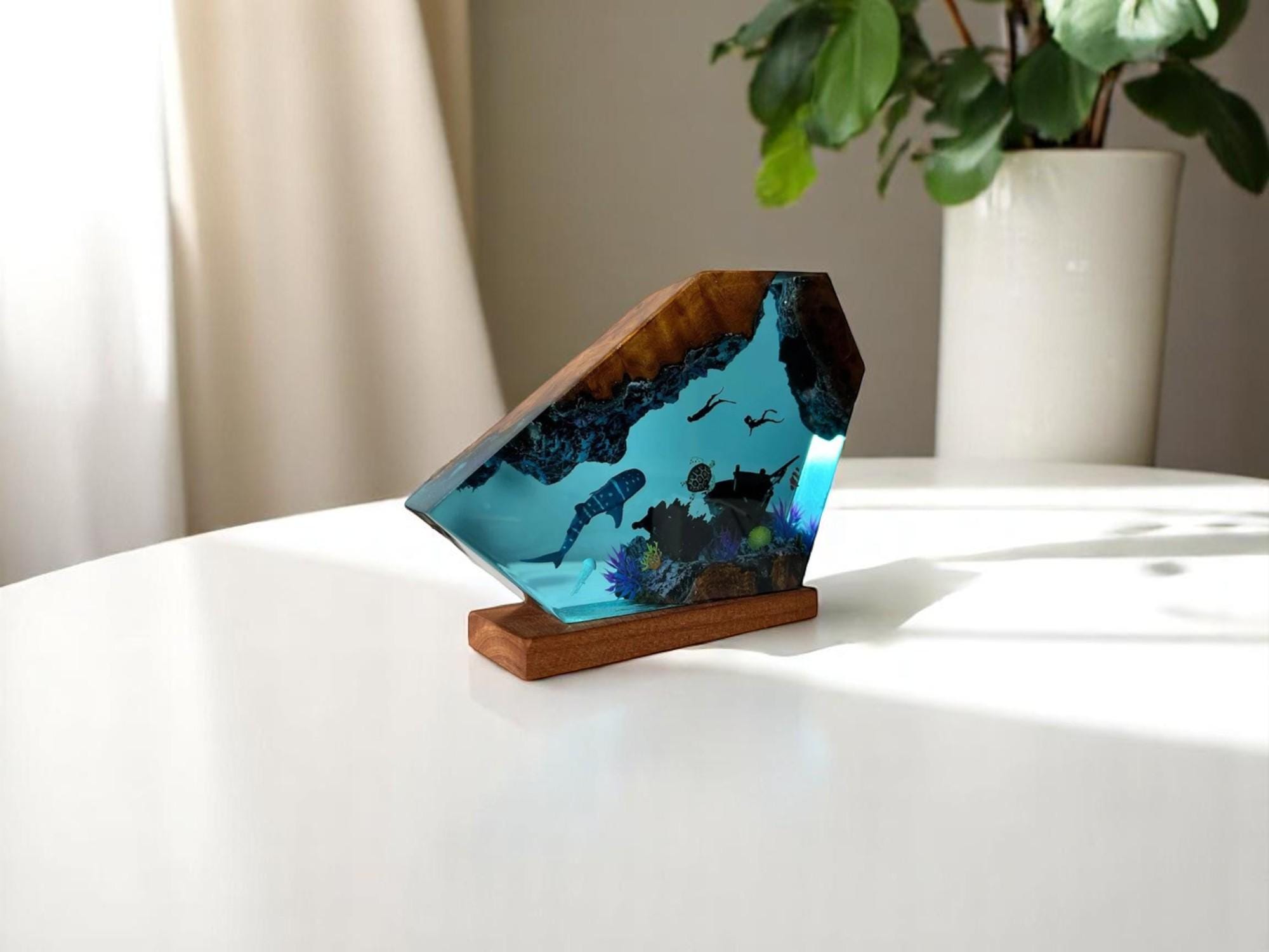 Resin Ocean Lamp, Ocean Night Light, Shipwreck Nautical Decor