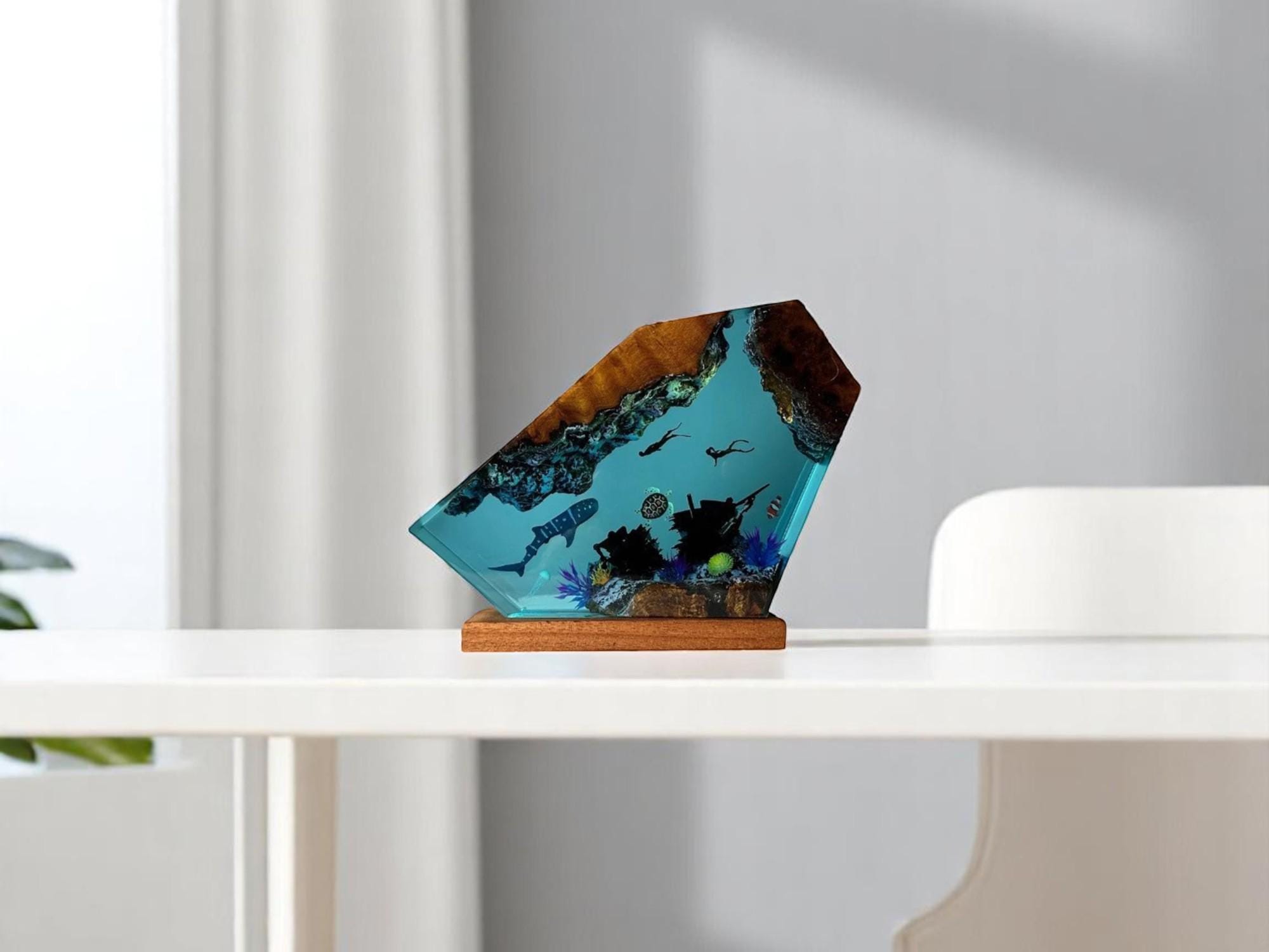 Resin Ocean Lamp, Ocean Night Light, Shipwreck Nautical Decor