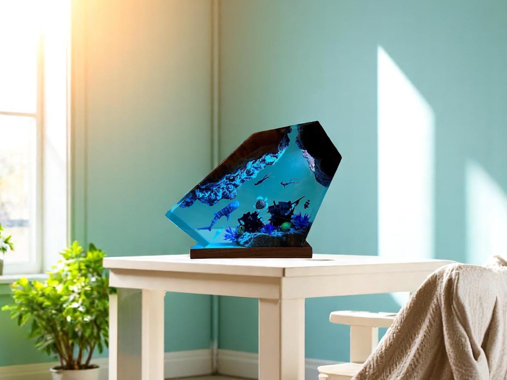 Resin Ocean Lamp, Ocean Night Light, Shipwreck Nautical Decor