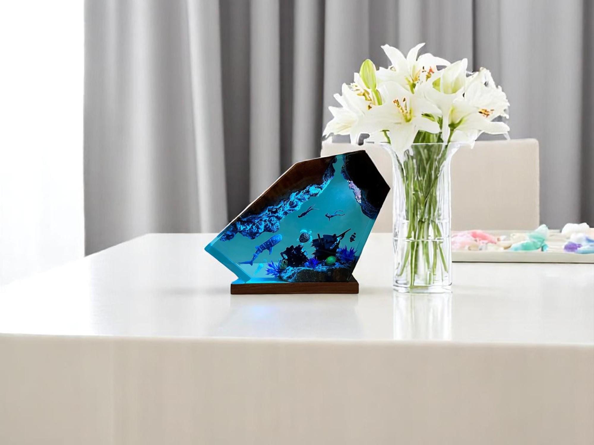 Resin Ocean Lamp, Ocean Night Light, Shipwreck Nautical Decor