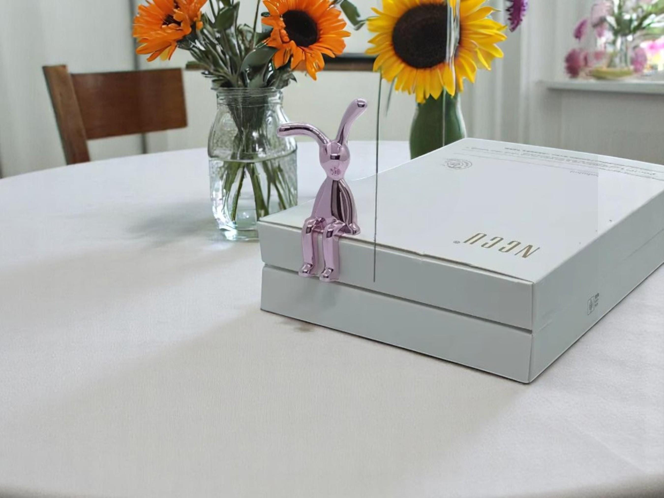 Metallic Rabbit Statue, Bunny Figurine Decor, Modern Animal Sculpture