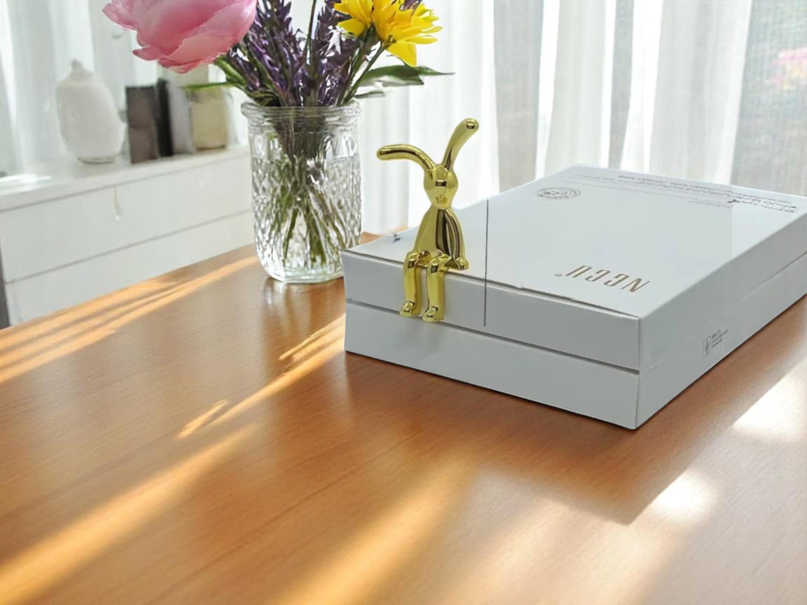 Metallic Rabbit Statue, Bunny Figurine Decor, Modern Animal Sculpture