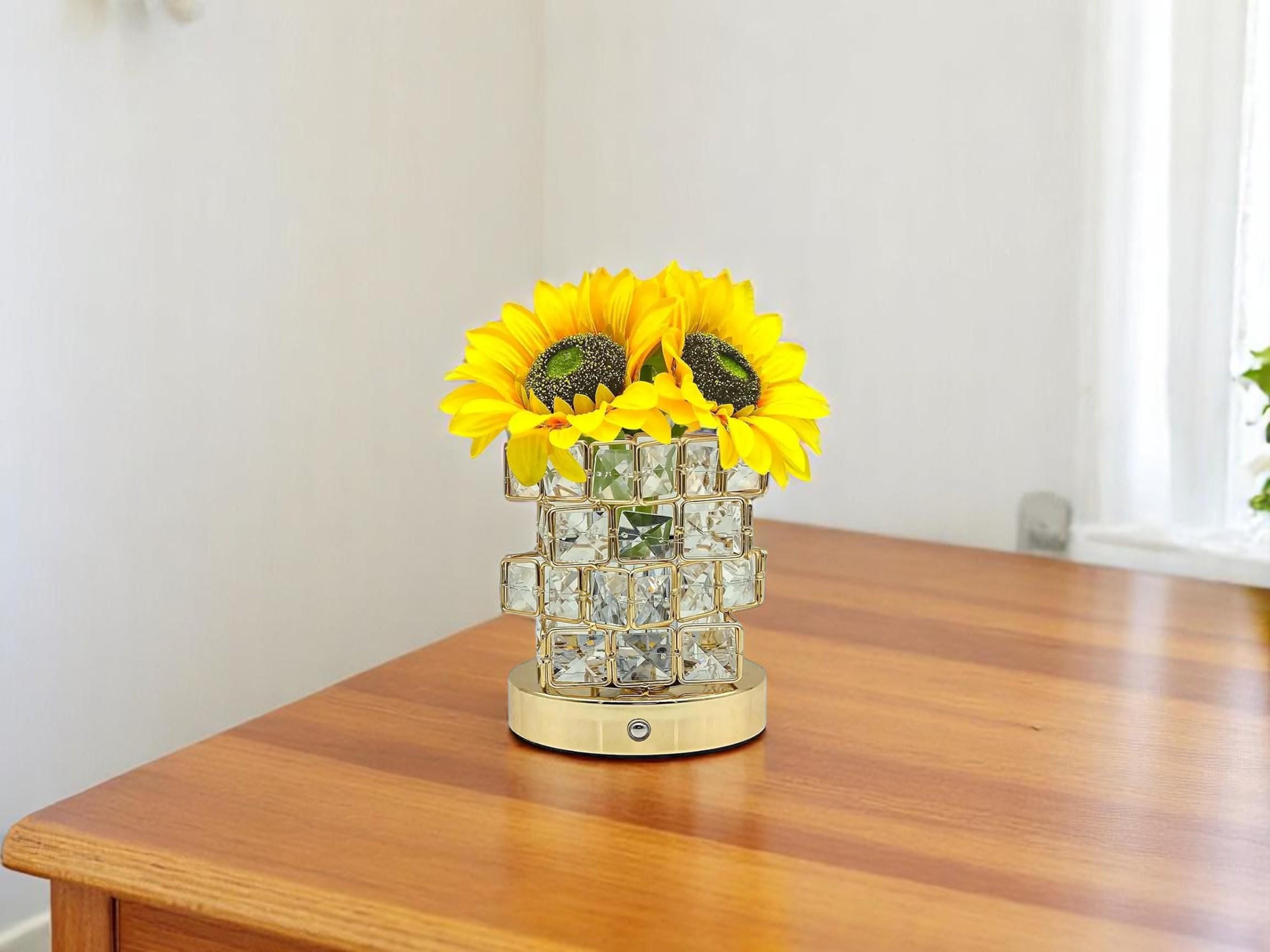 Crystal Flower Table Lamp, Elegant Bedside Night Light, Modern Bedroom Decor