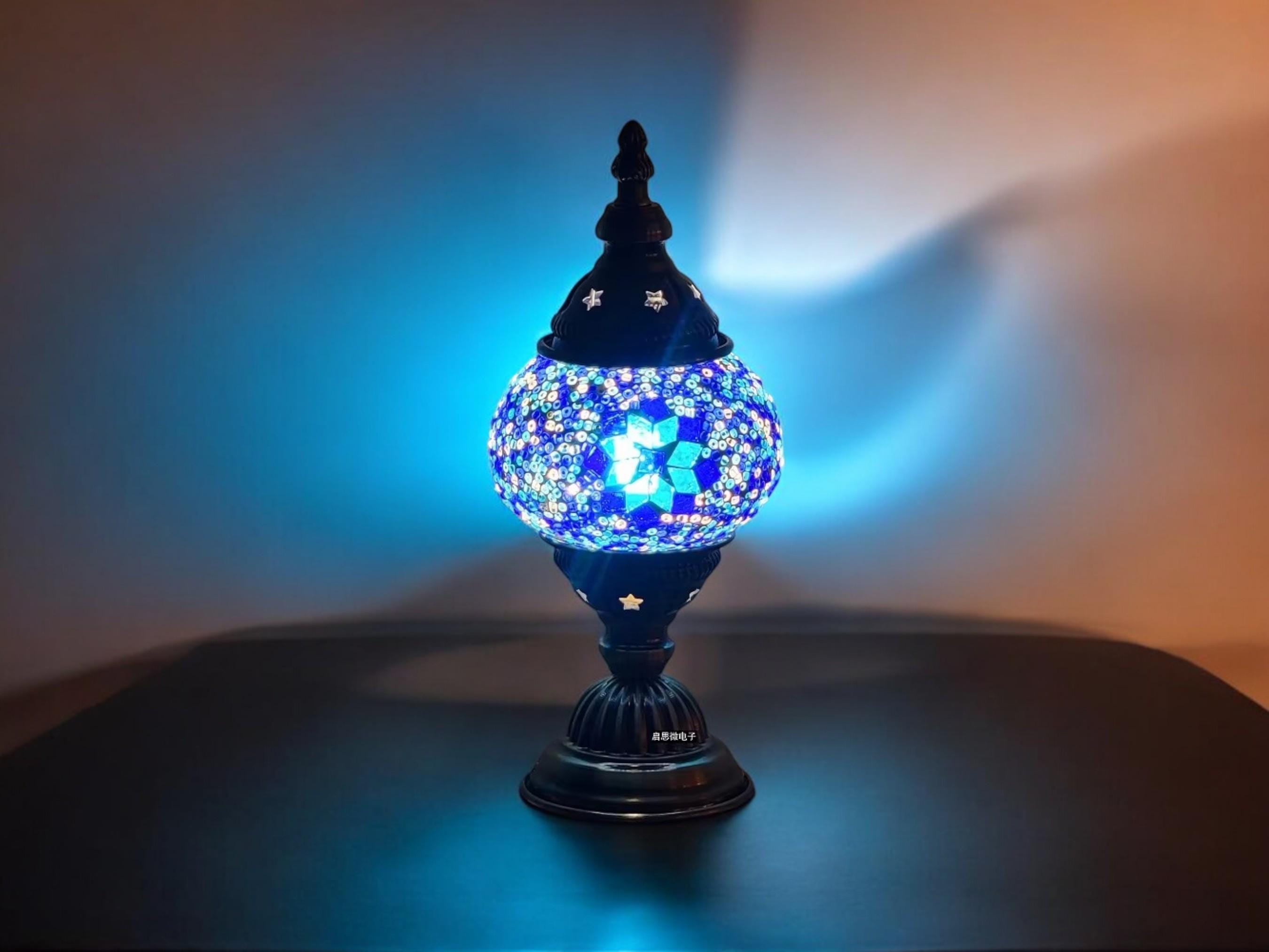 Handmade Turkish Mosaic Lamp, Retro Bedside Table Light, Bohemian Home Decor