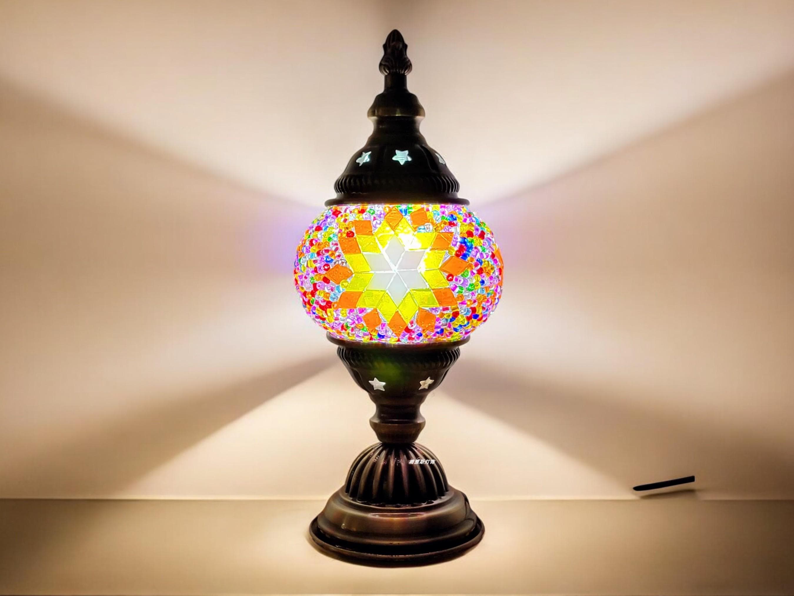 Handmade Turkish Mosaic Lamp, Retro Bedside Table Light, Bohemian Home Decor
