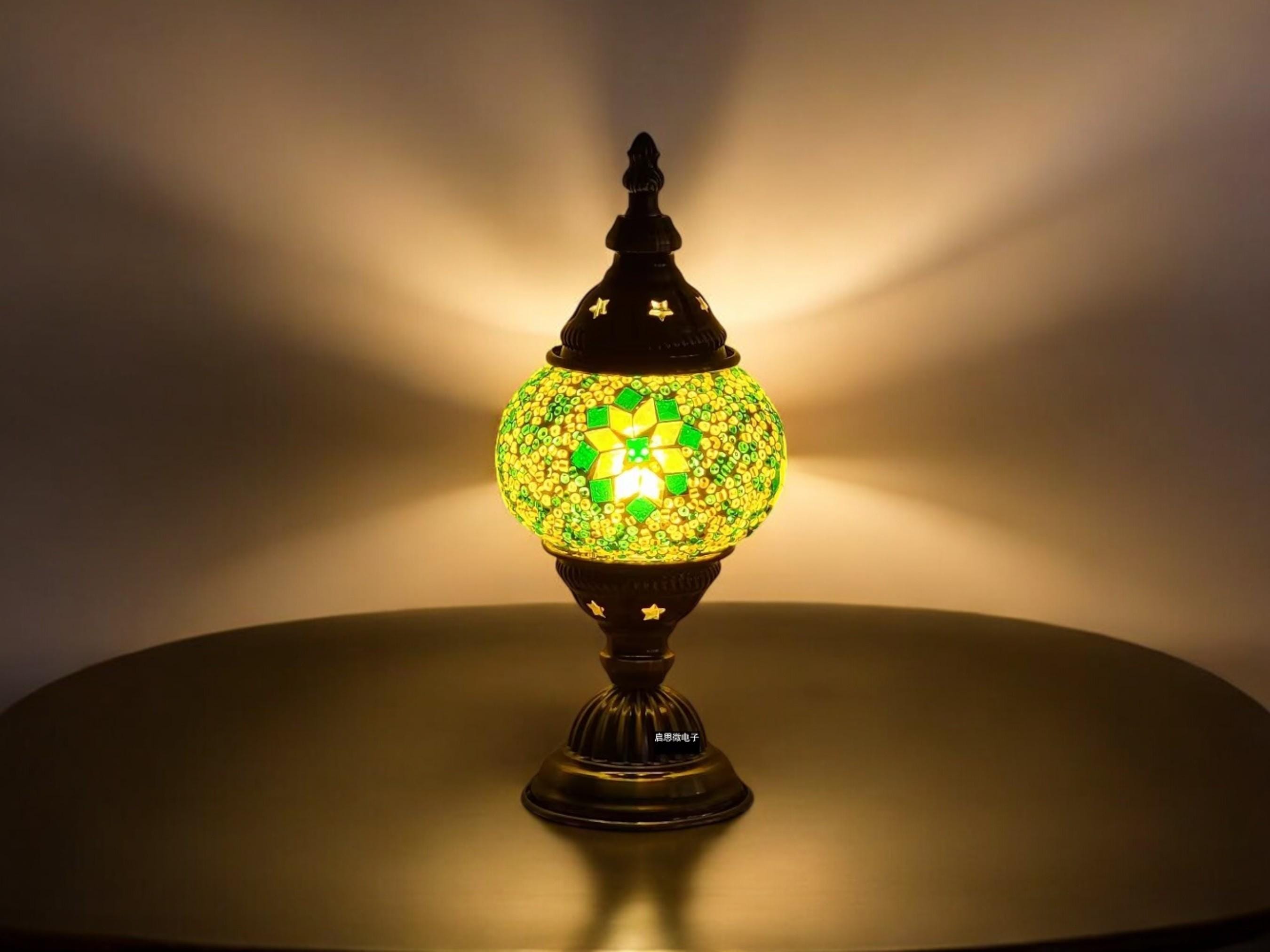 Handmade Turkish Mosaic Lamp, Retro Bedside Table Light, Bohemian Home Decor