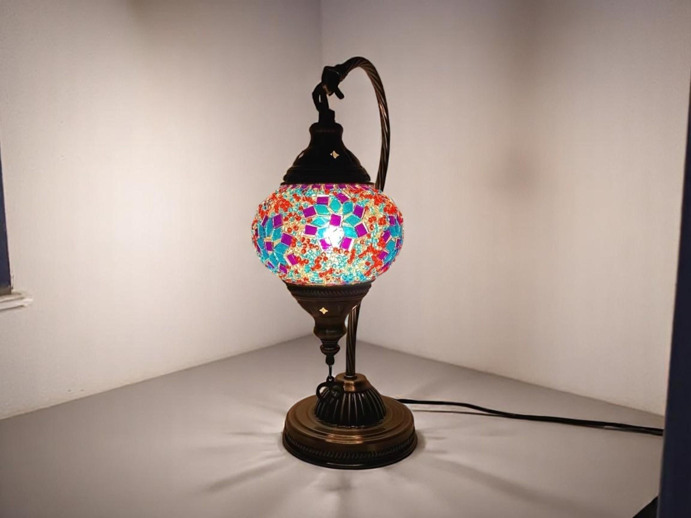 Handmade Mosaic Table Lamp, Colorful Lantern, Ambient Night Light