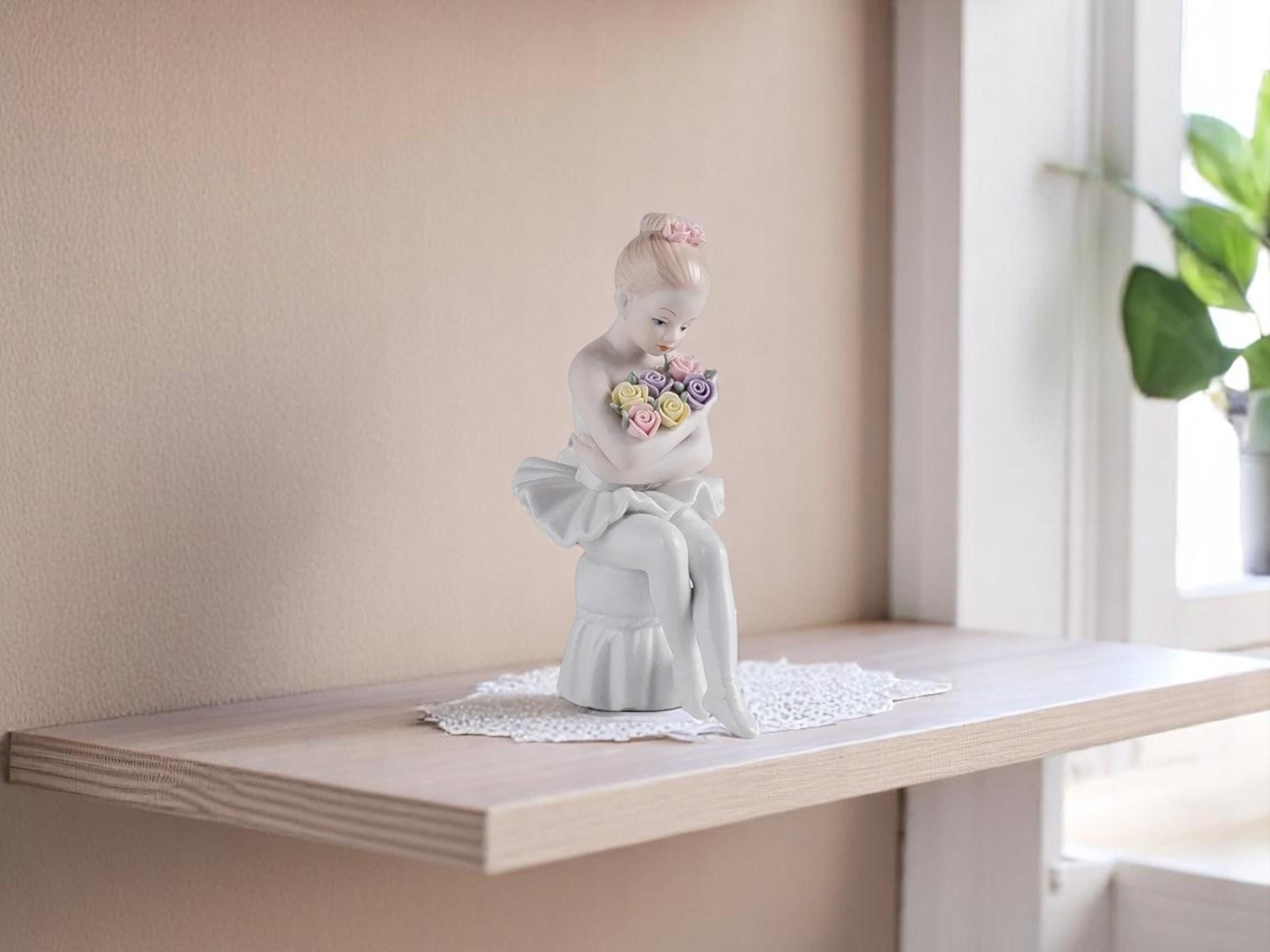 Elegant Ceramic Ballerina Figurine: Ballet Girl Statue, Bedroom and Shelf Decor