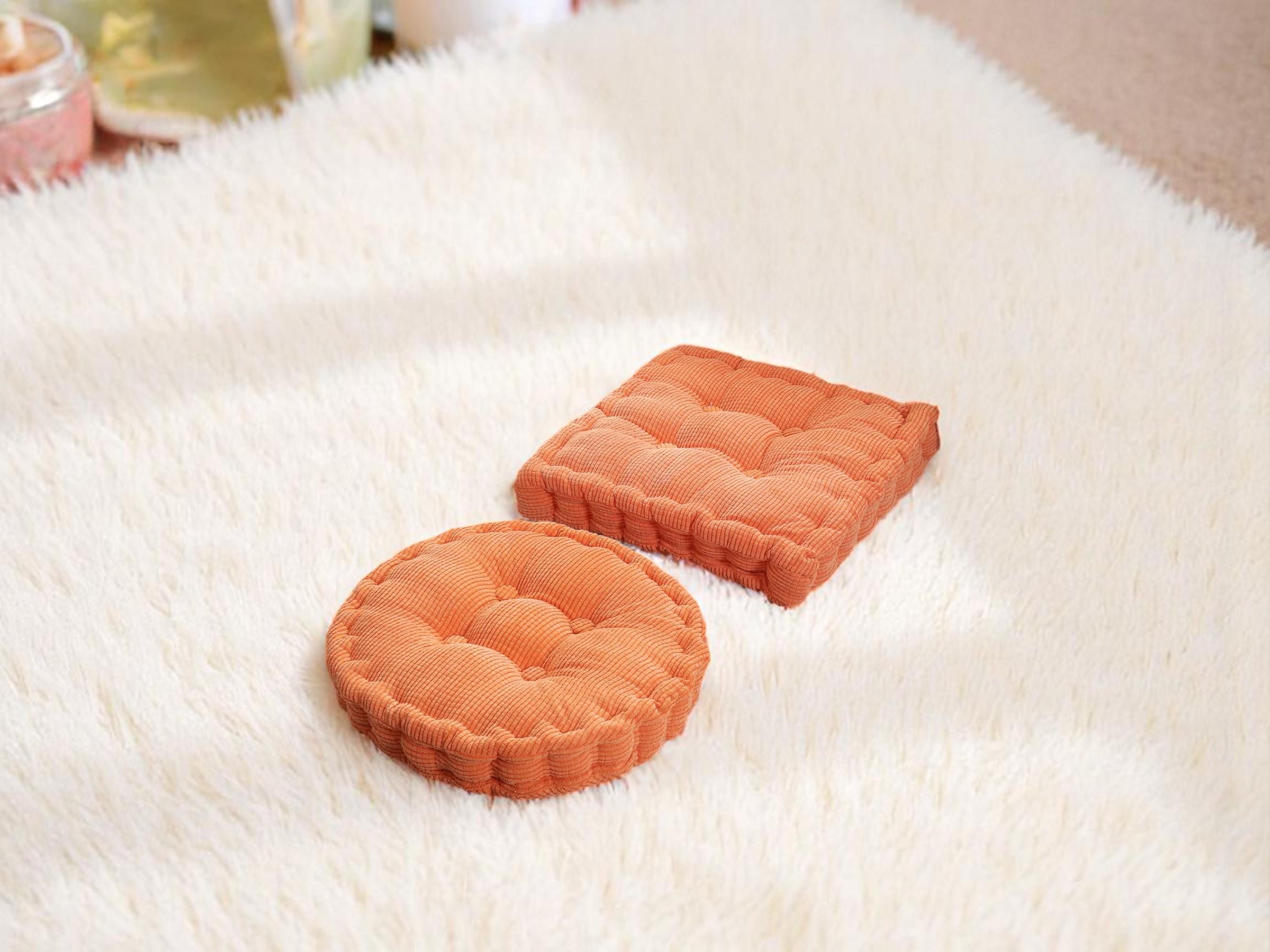 Tufted Corduroy Floor Cushion, Round or Square Cozy Seat Pad, French Cushion Pillow