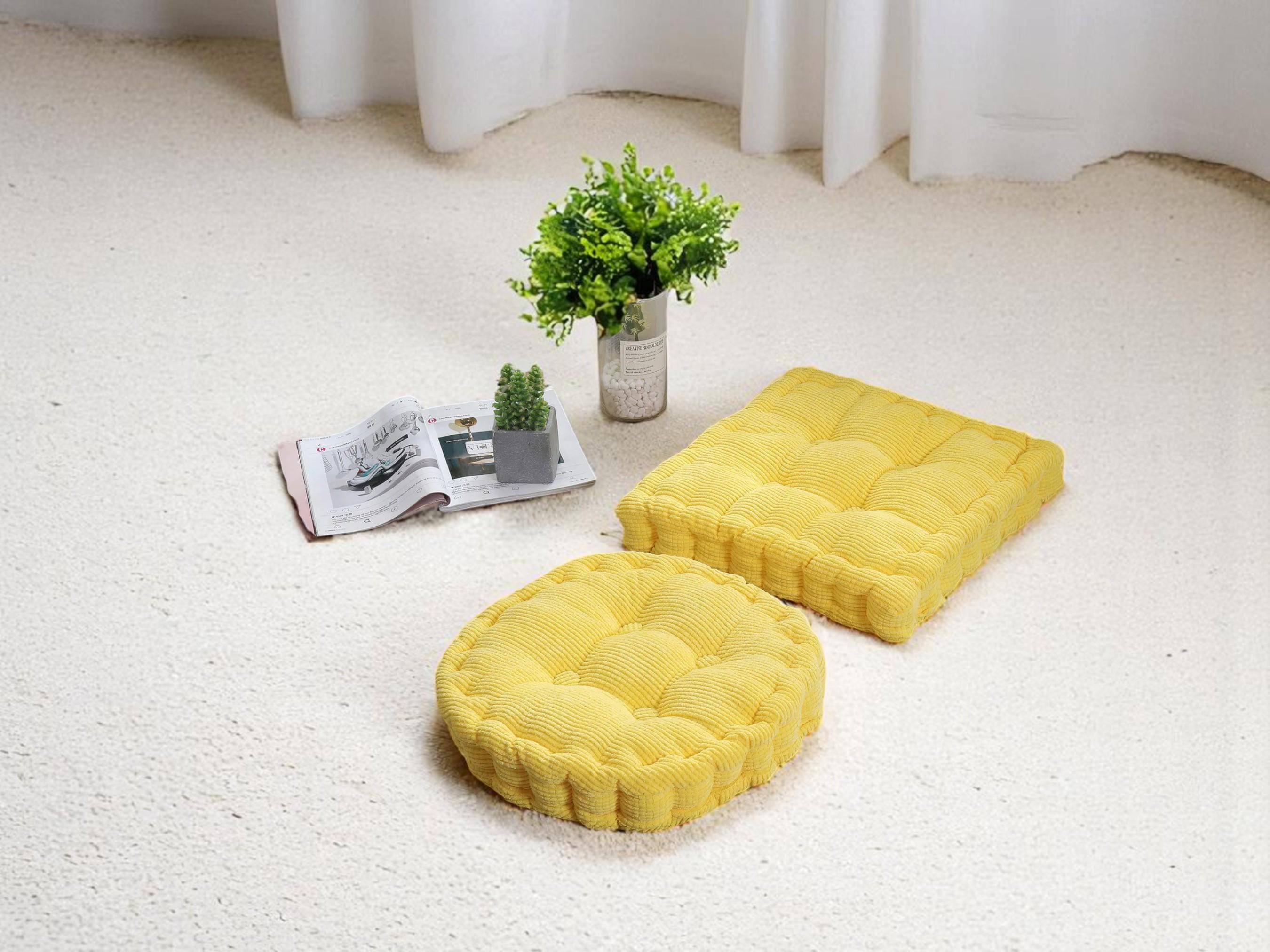 Tufted Corduroy Floor Cushion, Round or Square Cozy Seat Pad, French Cushion Pillow