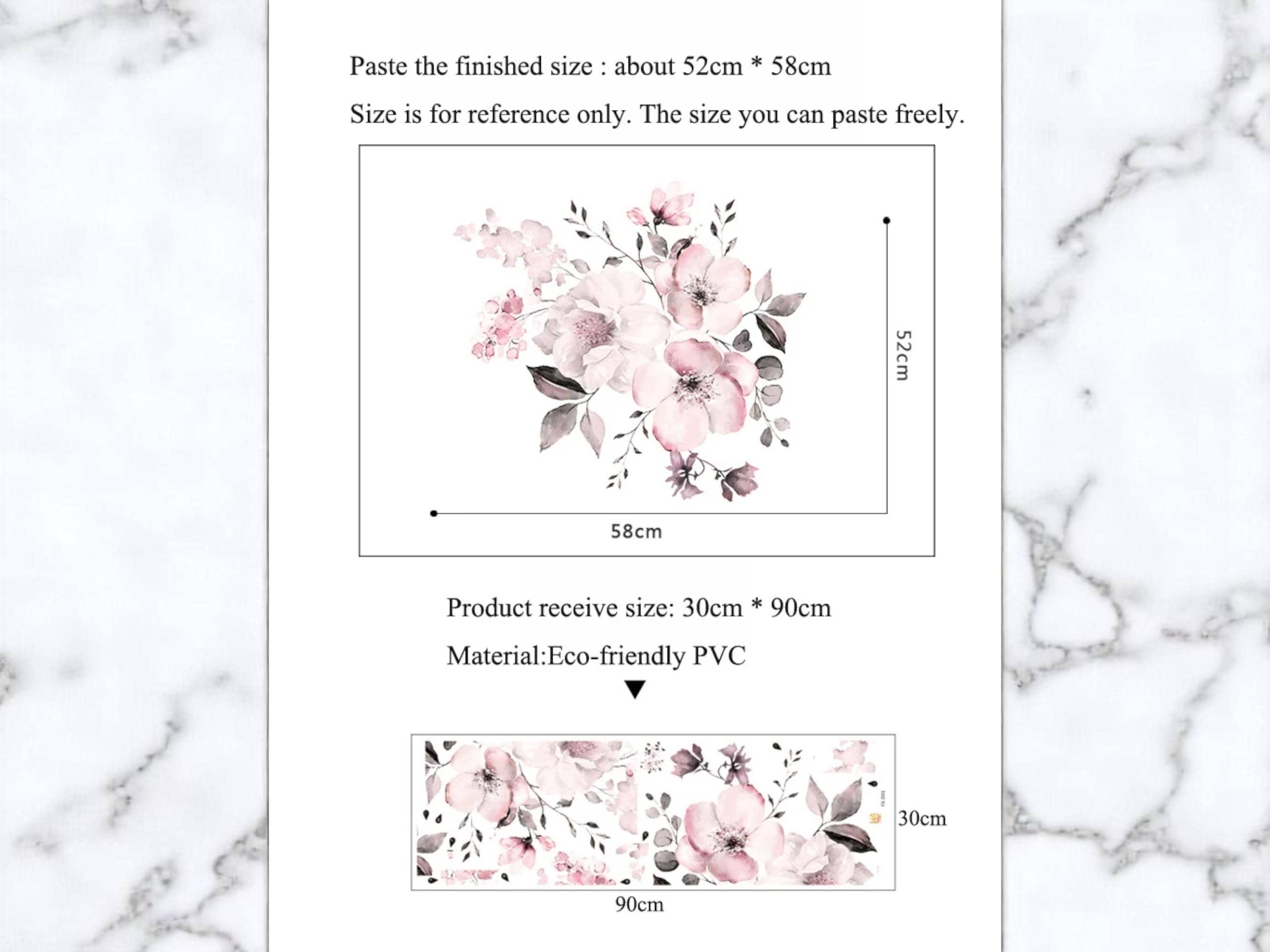 Watercolor Floral Wall Decals, Pastel Flower Mural for Living Room, Boho Nursery Decor