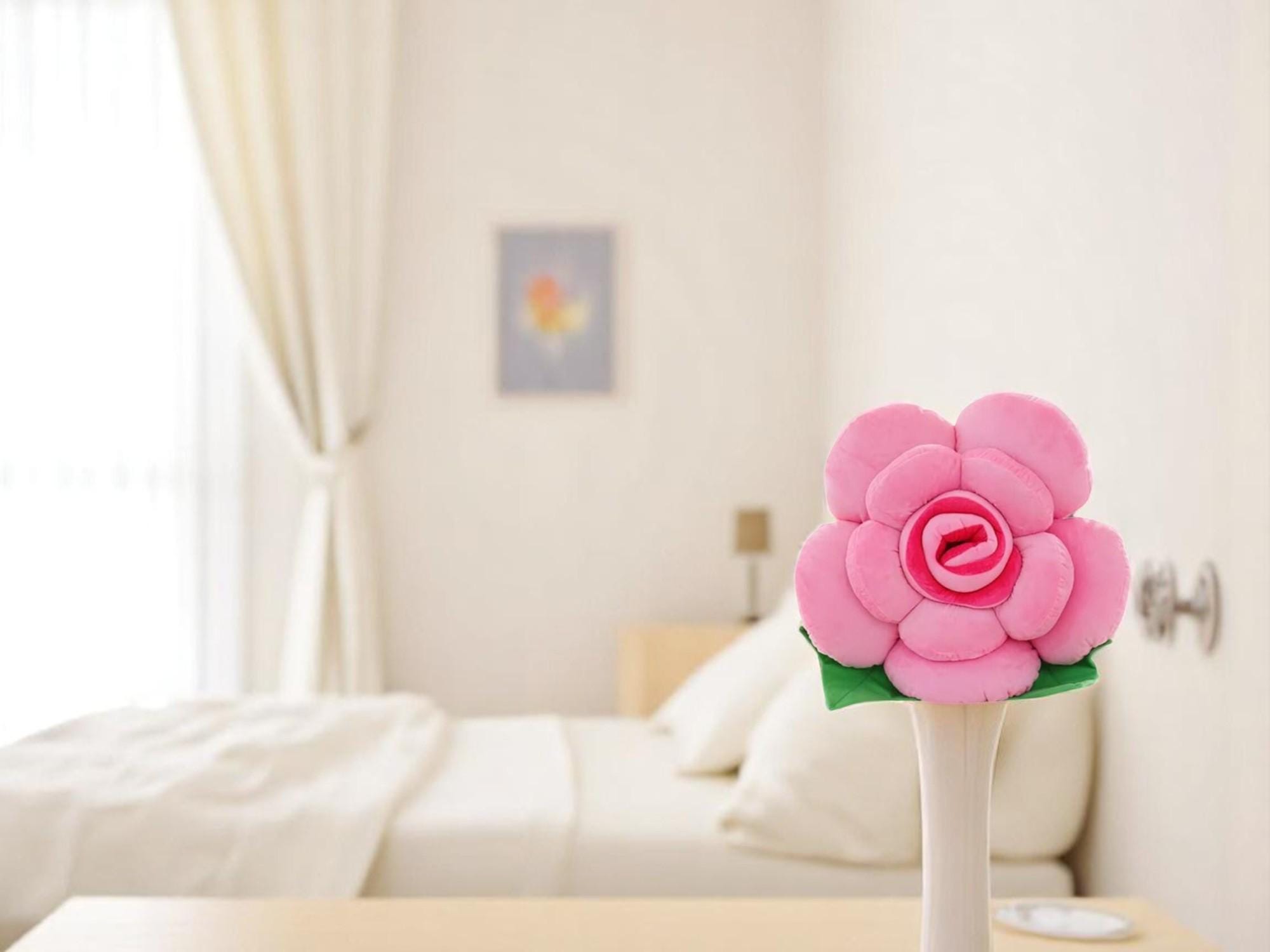 Rose Flower Plush Pillow | Soft Floral Cushion, Aesthetic Decor