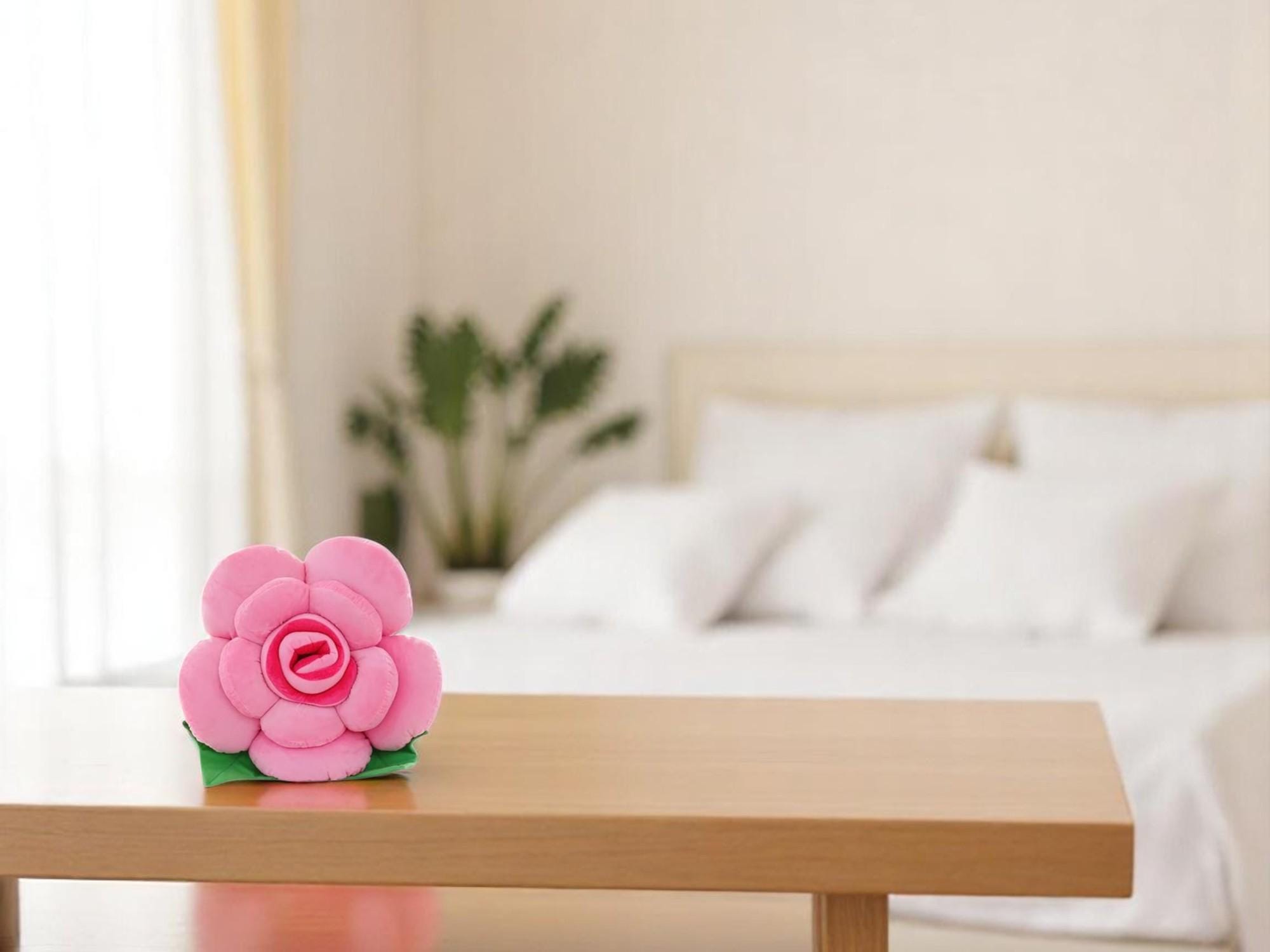 Rose Flower Plush Pillow | Soft Floral Cushion, Aesthetic Decor