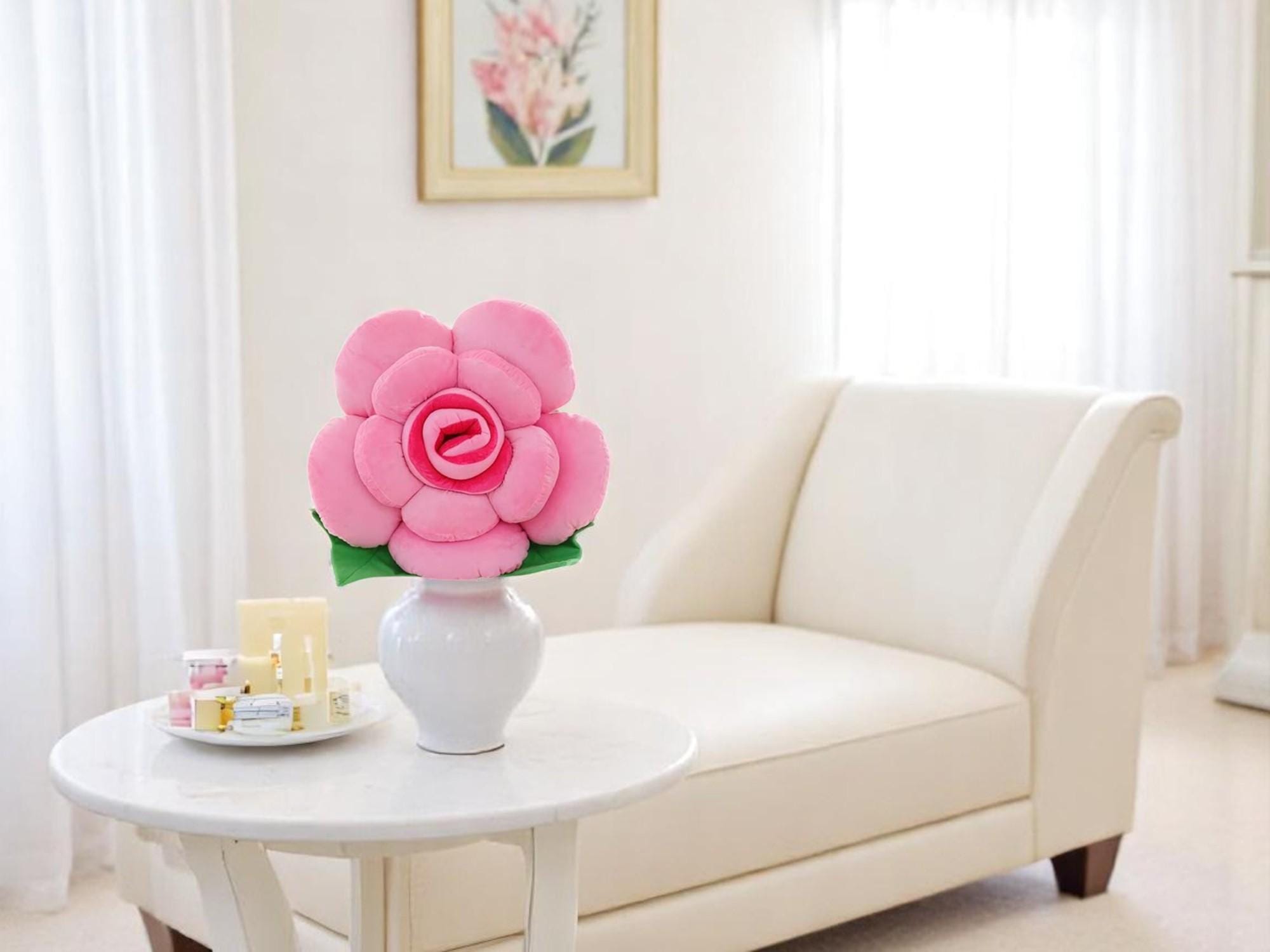 Rose Flower Plush Pillow | Soft Floral Cushion, Aesthetic Decor