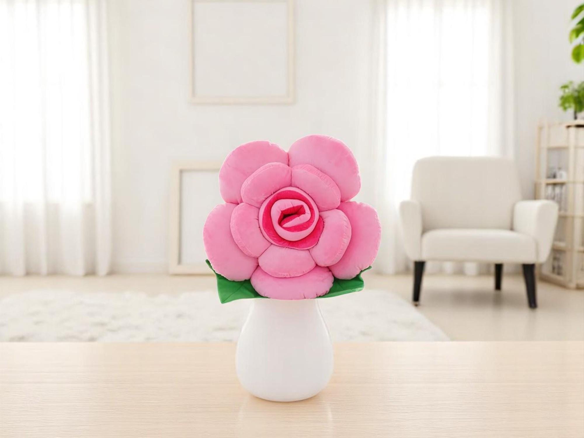 Rose Flower Plush Pillow | Soft Floral Cushion, Aesthetic Decor