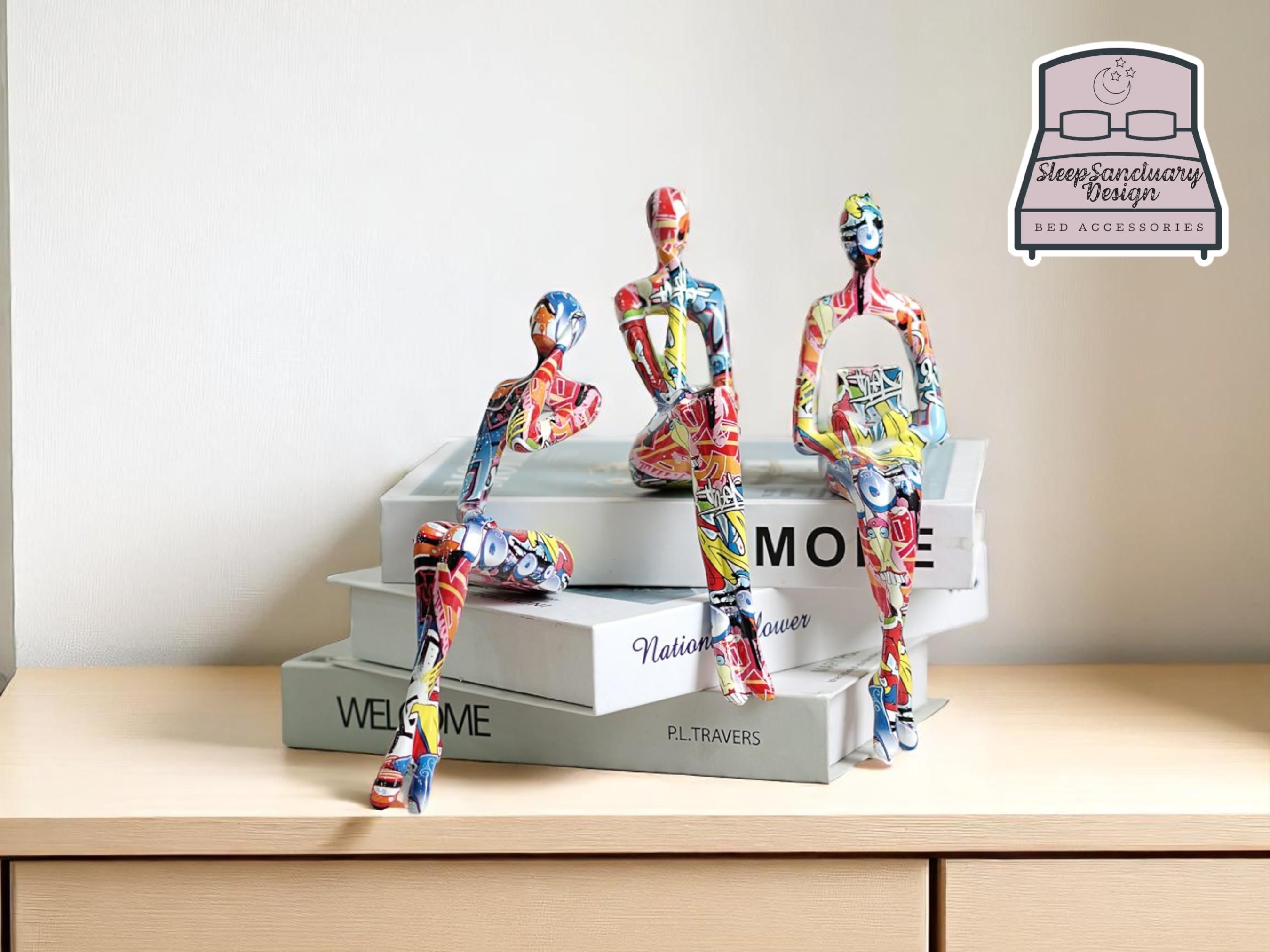 Abstract Resin Graffiti Sculpture, Modern Art Figurine, Colorful Shelf Decor