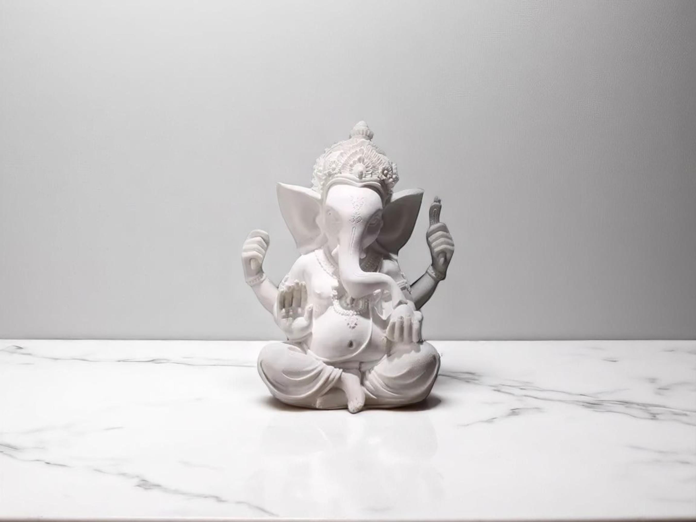 Hindu Ganesha Statue, Ganpati Sculpture, Sandstone Altar Decor, Meditation Room Spiritual Ornament