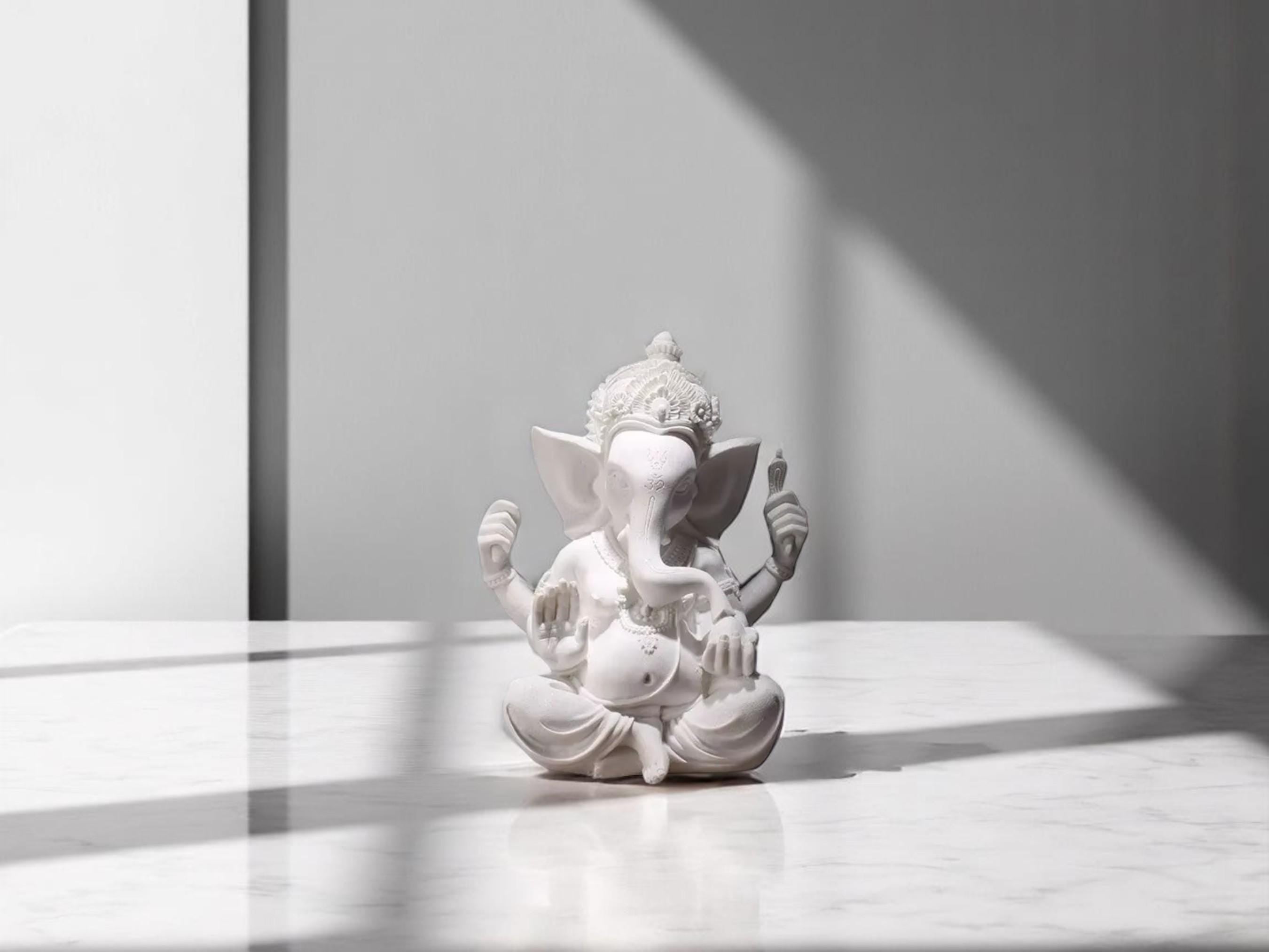 Hindu Ganesha Statue, Ganpati Sculpture, Sandstone Altar Decor, Meditation Room Spiritual Ornament