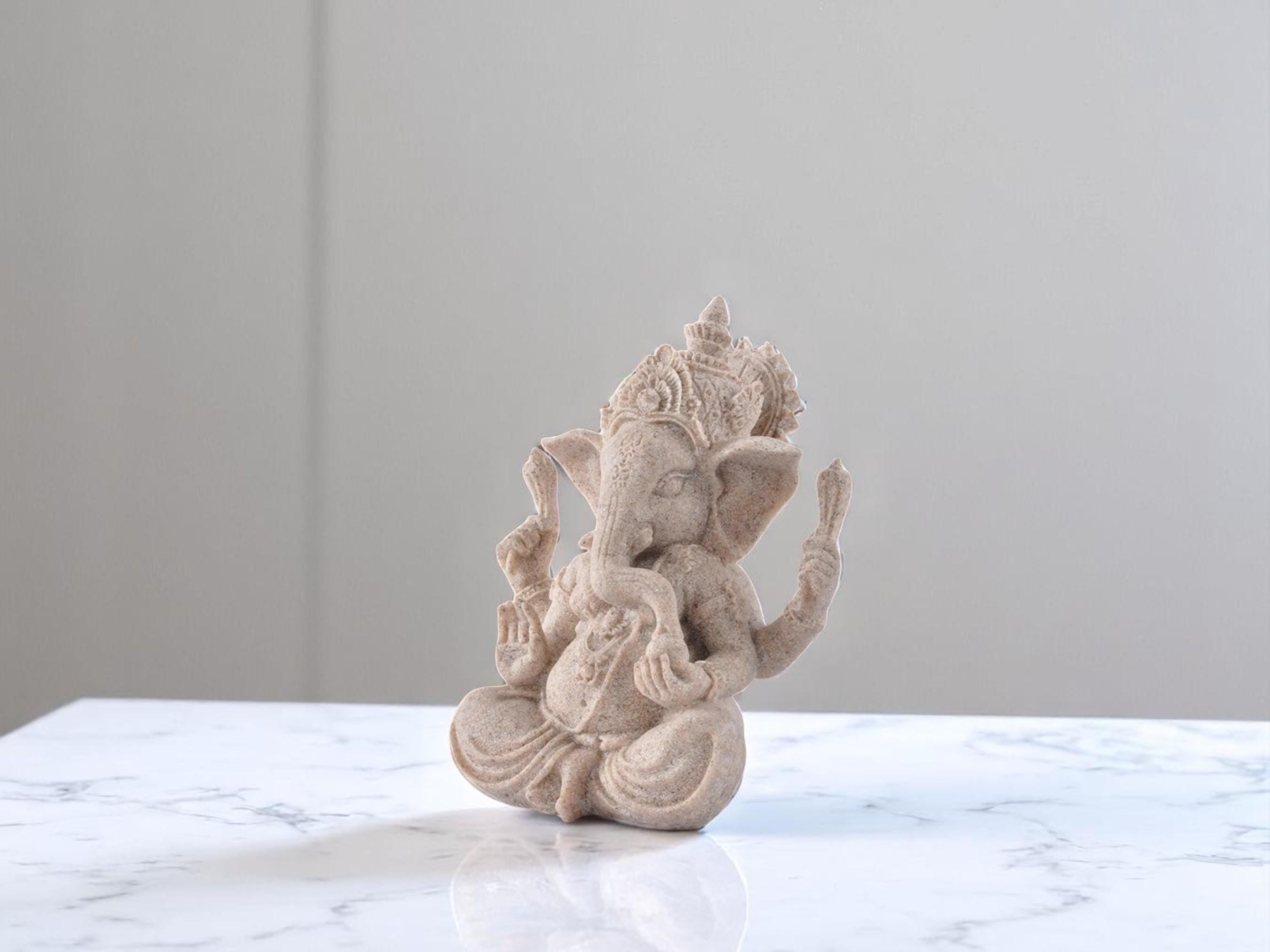Hindu Ganesha Statue, Ganpati Sculpture, Sandstone Altar Decor, Meditation Room Spiritual Ornament