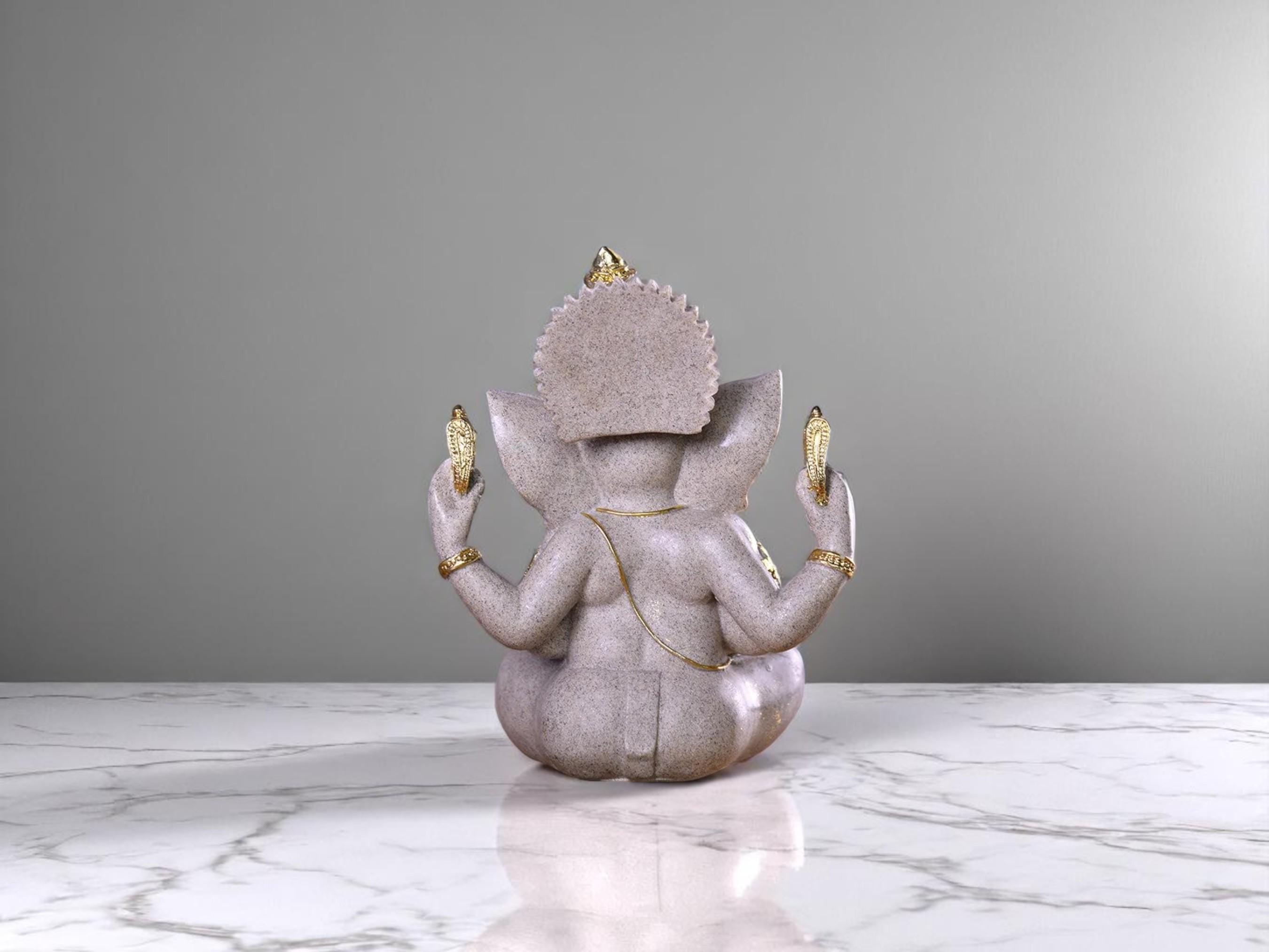 Hindu Ganesha Statue, Ganpati Sculpture, Sandstone Altar Decor, Meditation Room Spiritual Ornament