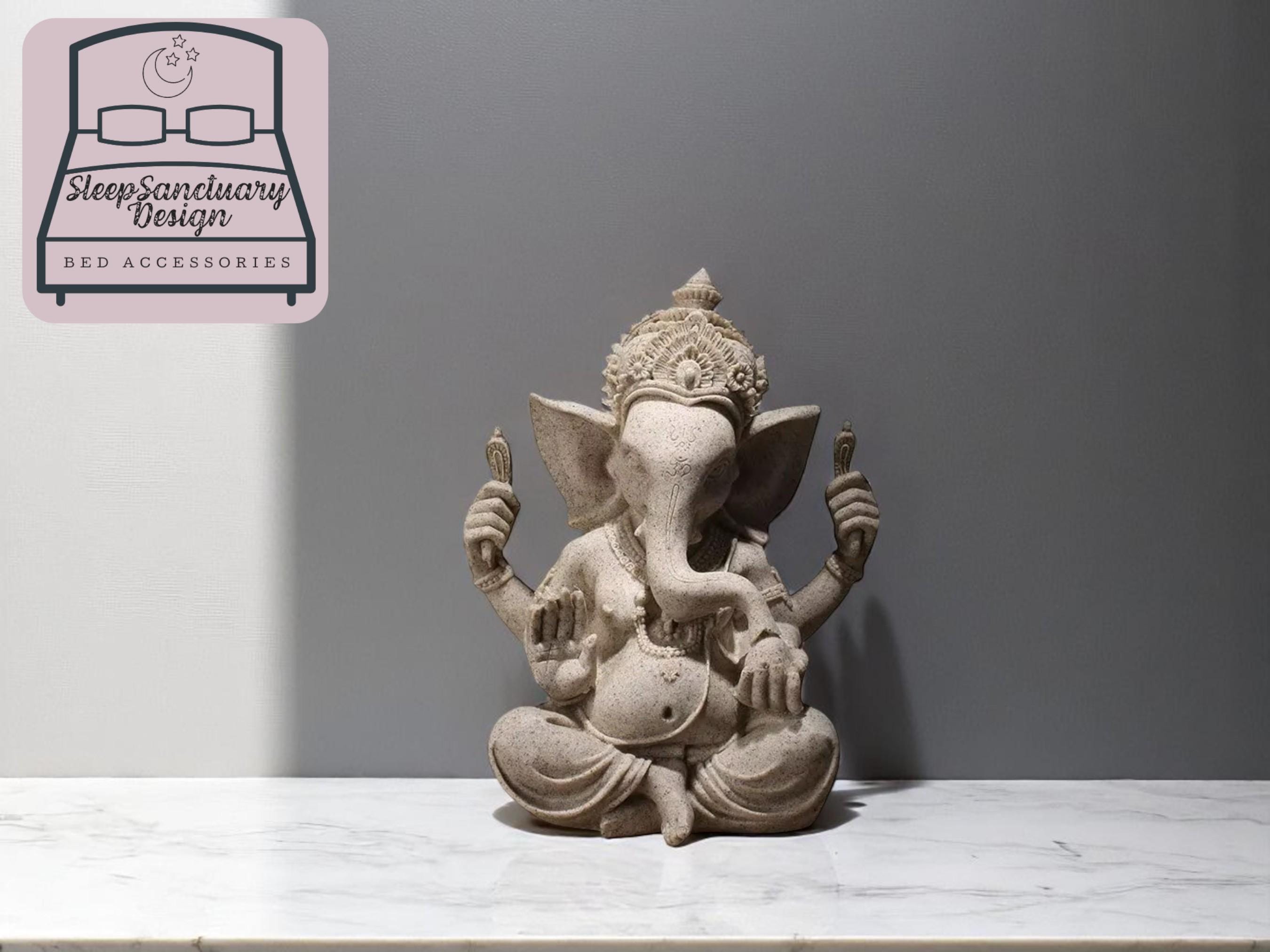 Hindu Ganesha Statue, Ganpati Sculpture, Sandstone Altar Decor, Meditation Room Spiritual Ornament