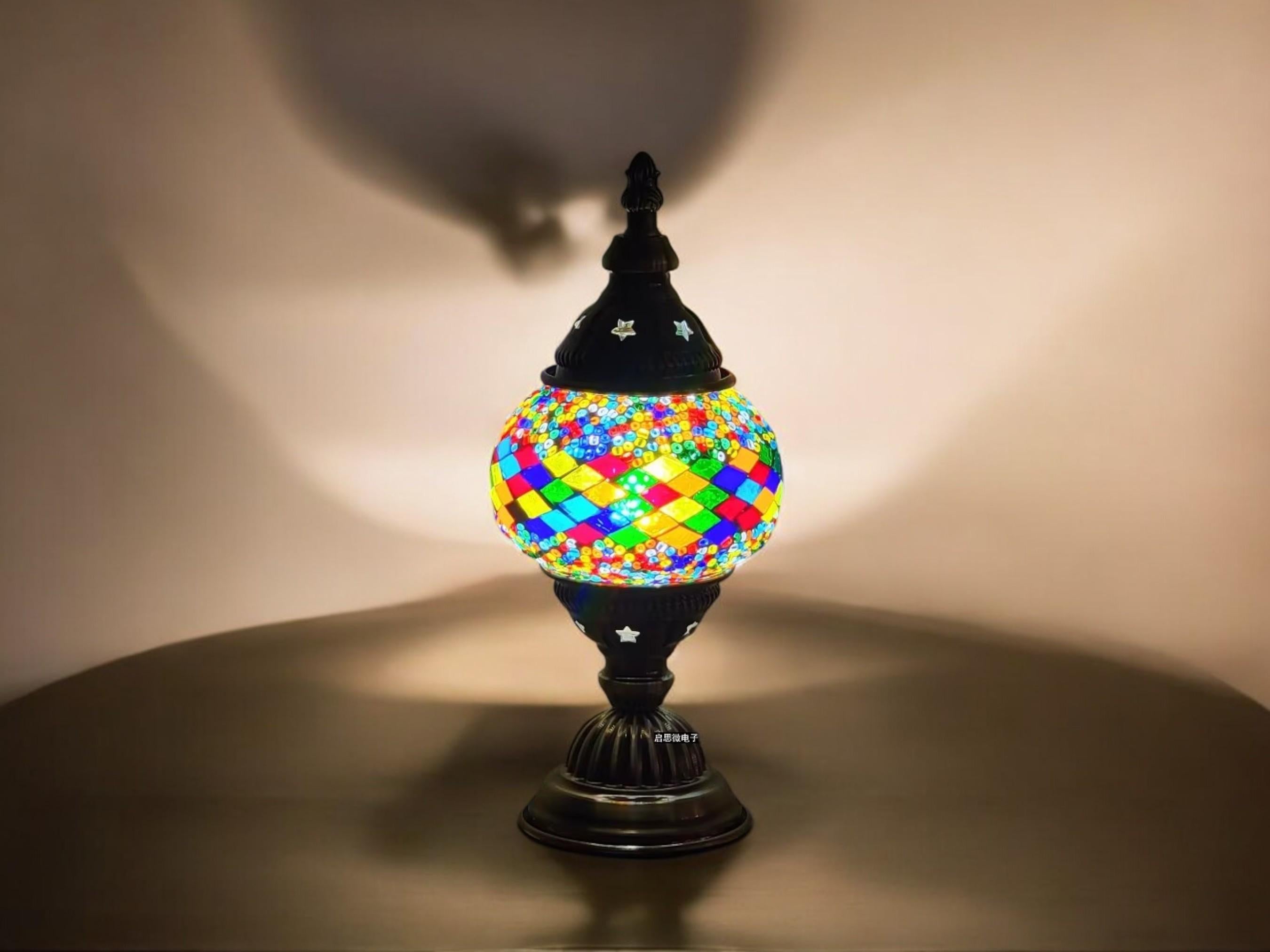 Handmade Turkish Mosaic Lamp, Retro Bedside Table Light, Bohemian Home Decor