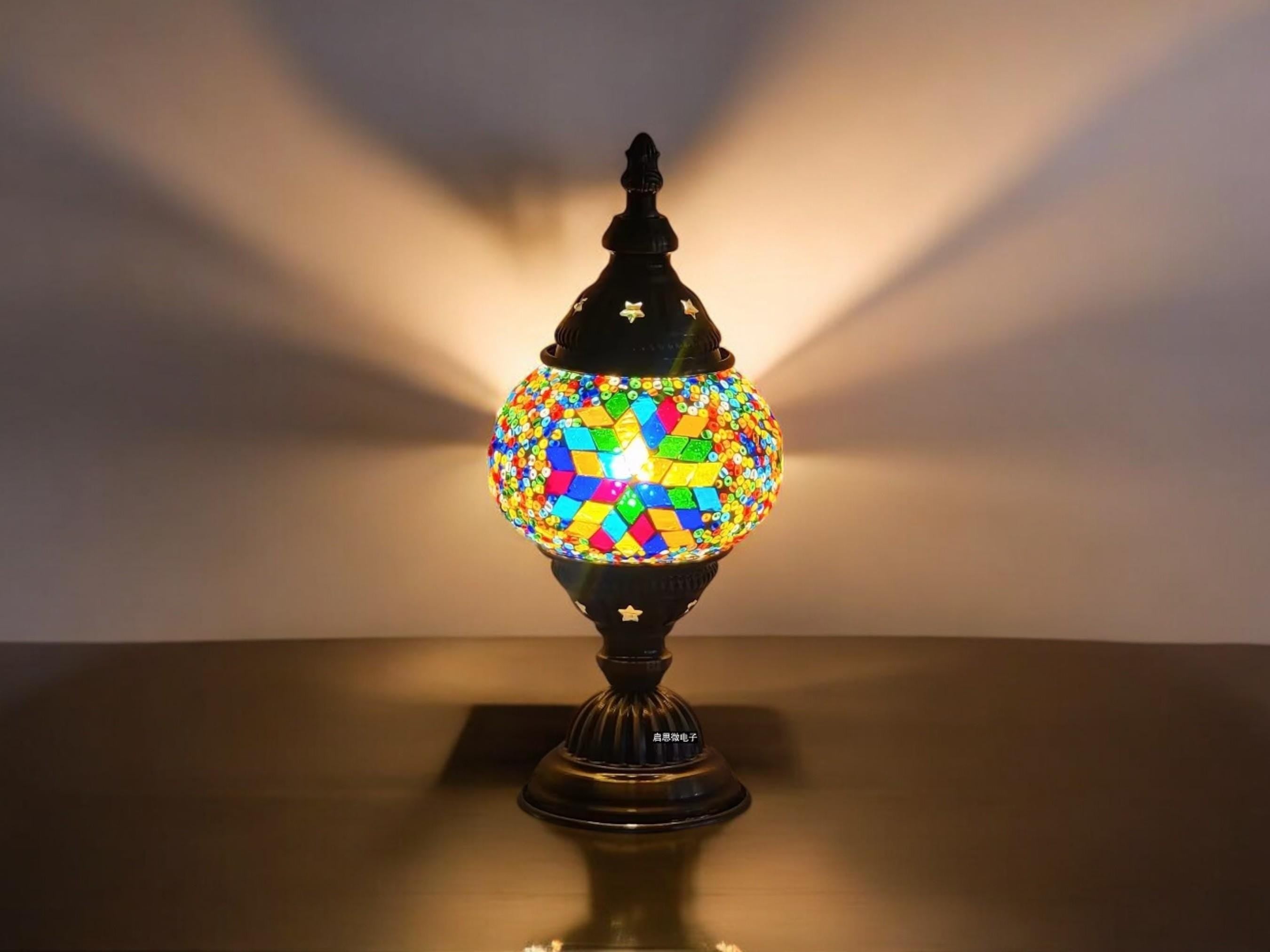 Handmade Turkish Mosaic Lamp, Retro Bedside Table Light, Bohemian Home Decor