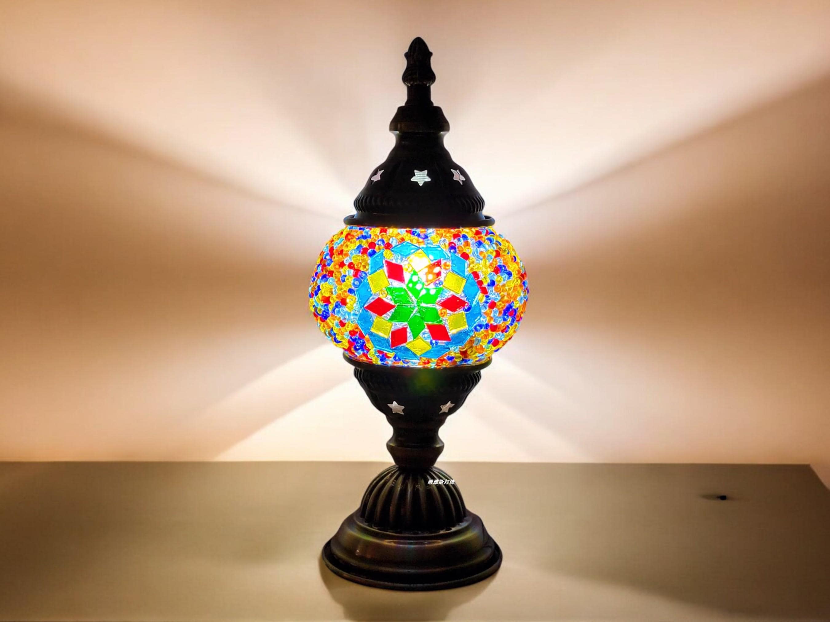 Handmade Turkish Mosaic Lamp, Retro Bedside Table Light, Bohemian Home Decor
