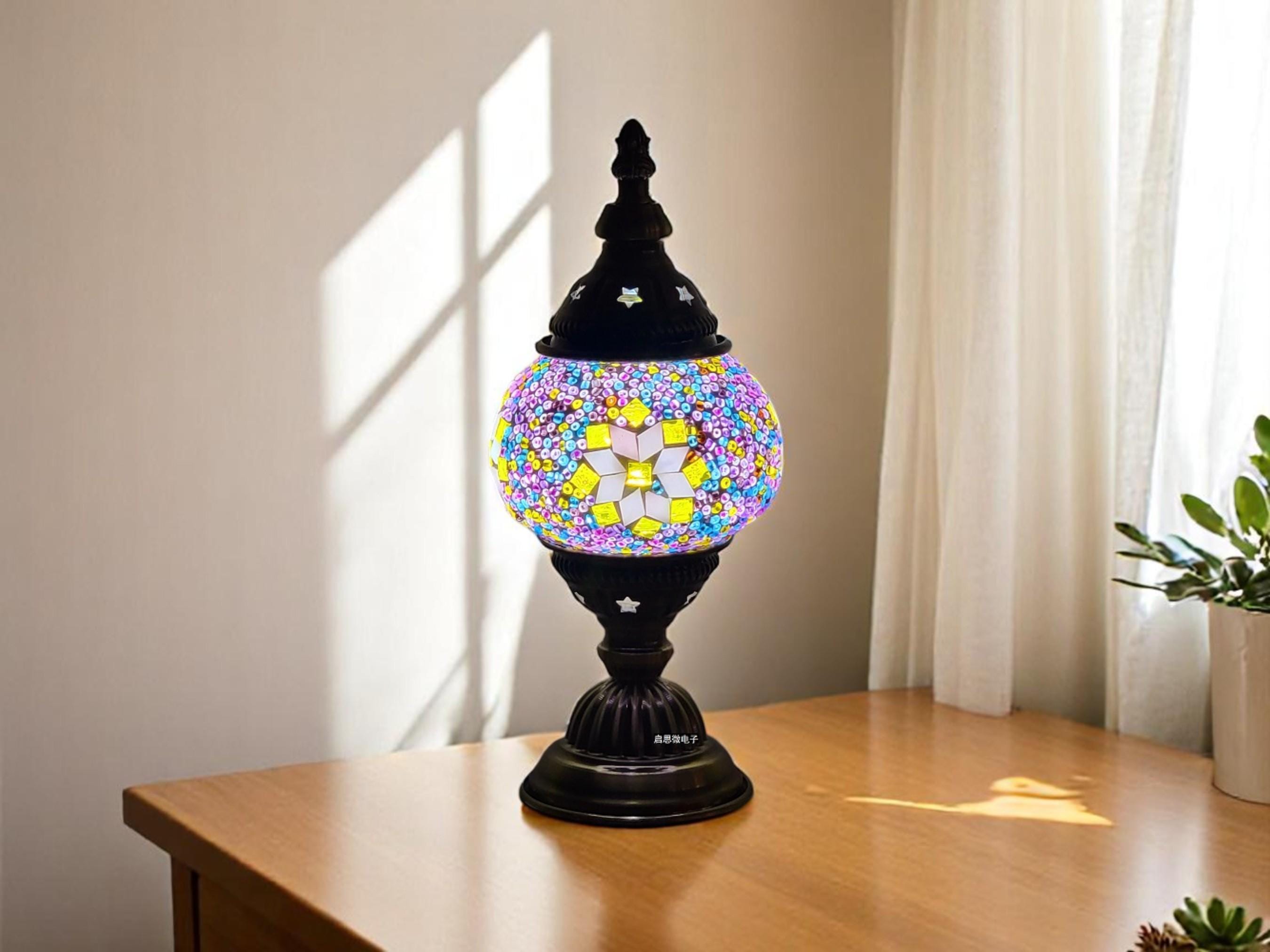 Mosaic Star Table Lamp, Handcrafted LED Retro Night Light