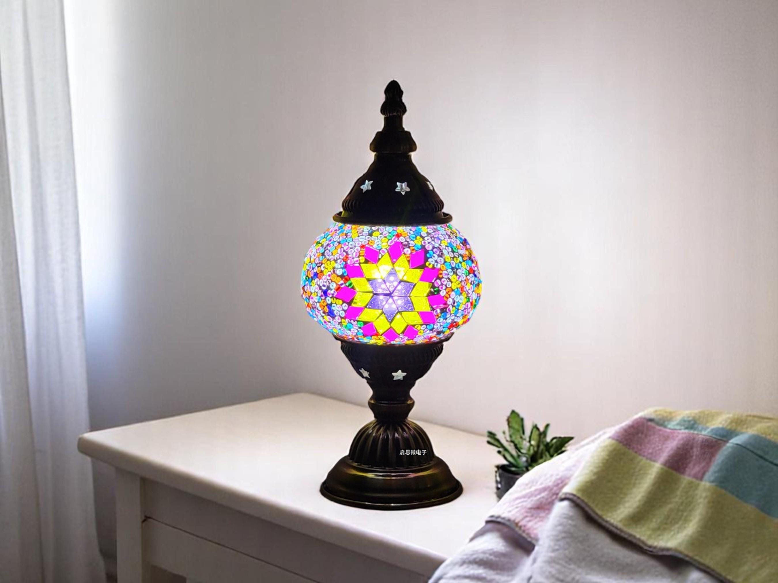 Mosaic Star Table Lamp, Handcrafted LED Retro Night Light