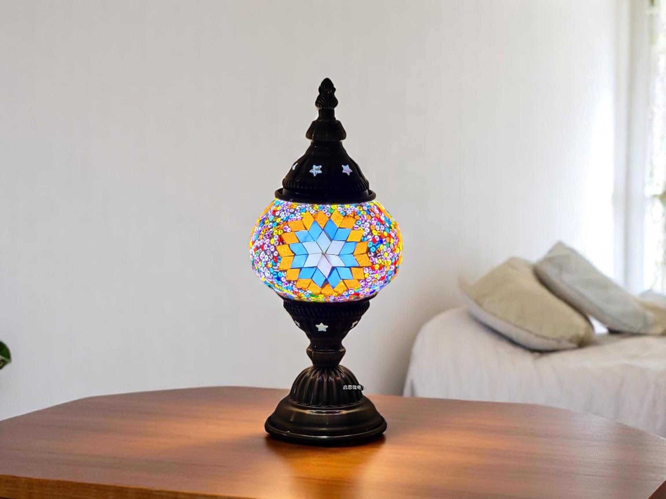 Mosaic Star Table Lamp, Handcrafted LED Retro Night Light