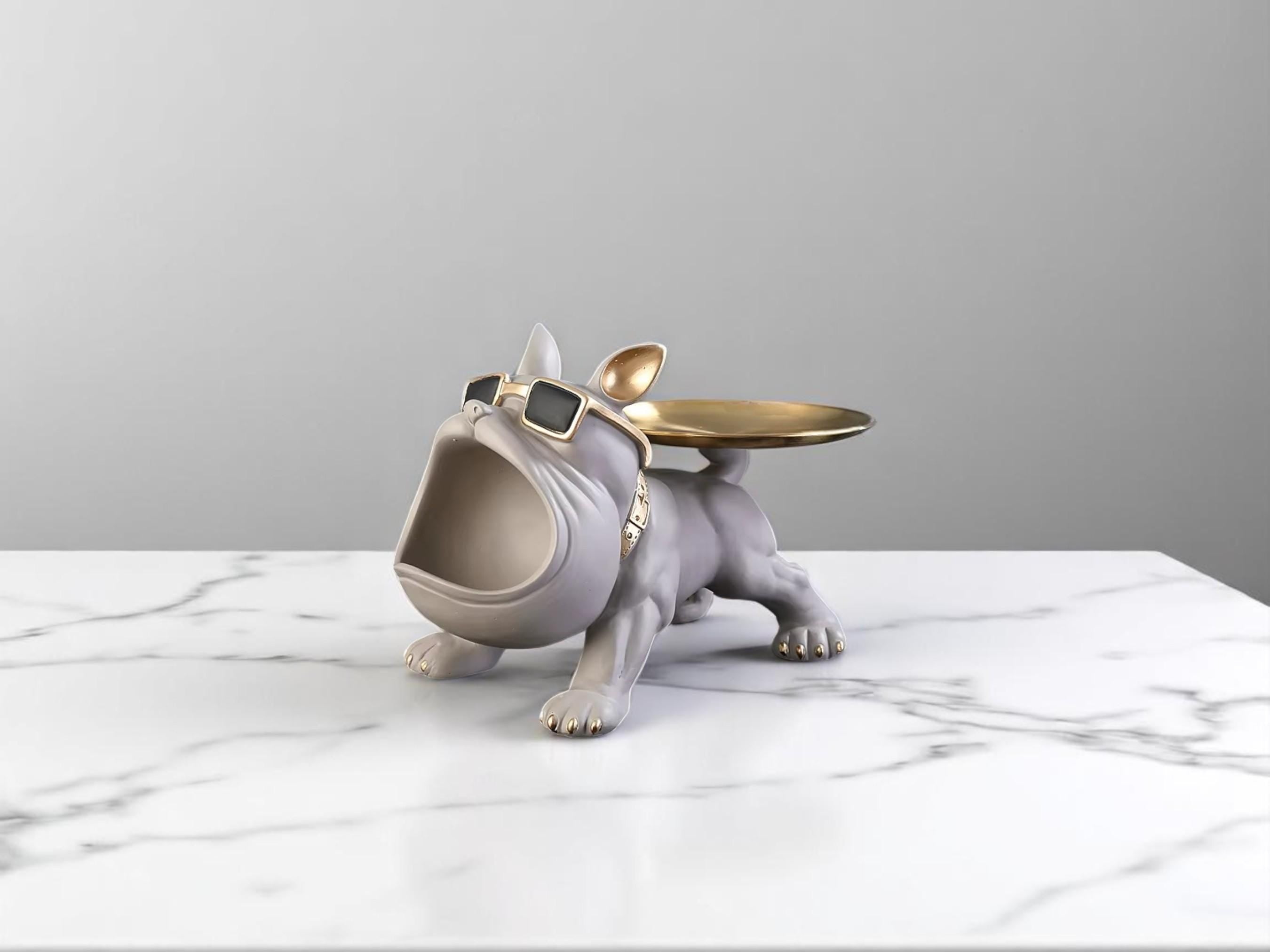 Bulldog Resin Desk Organizer, Catchall Tray for Sunglasses, Jewelry, Accessories, Office Storage